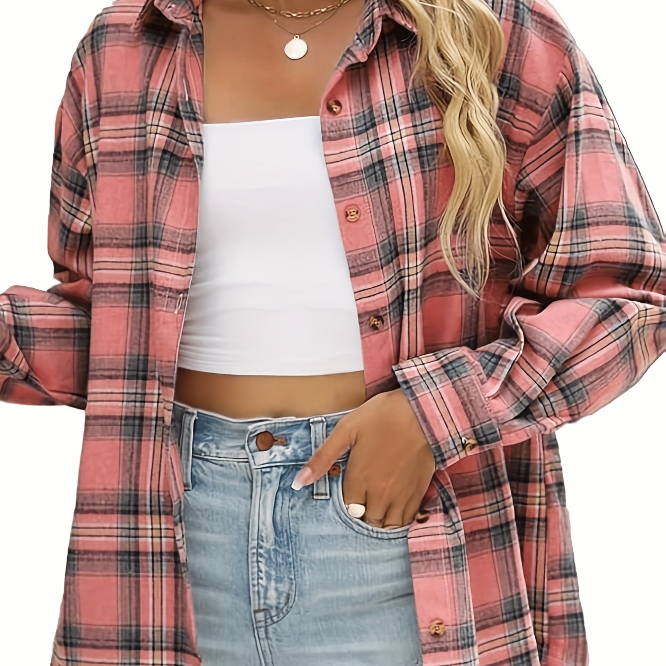 TEMU U Y LIAN Camicia da donna casual a quadri in flanella autunnale, top a maniche lunghe