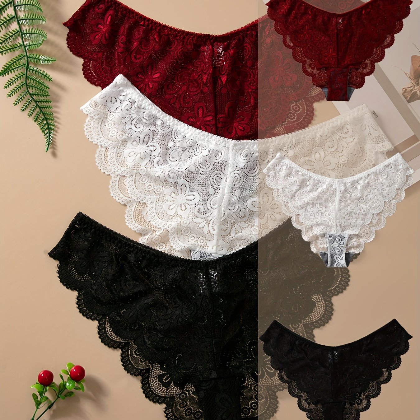 Plus Size Women's 3-pack Lace Panties