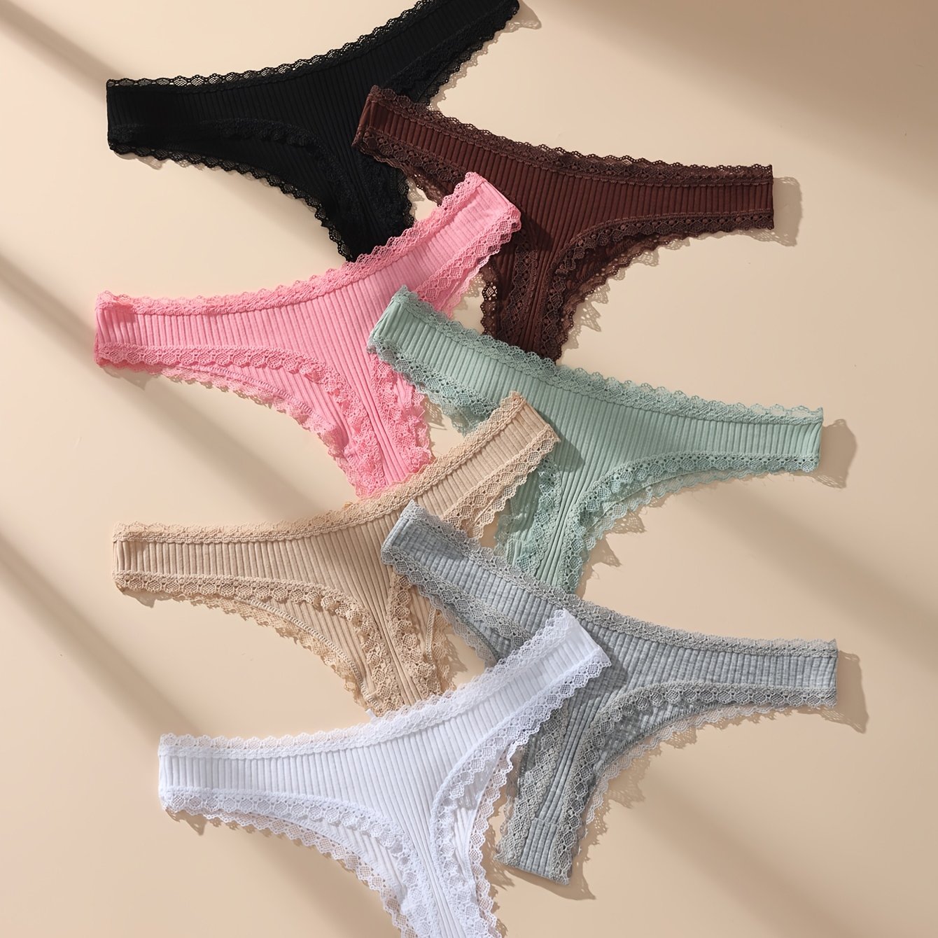 Image of Random 4pcs Lace Breathable Fashion Women's Panties, Low-waist Sexy Women' Panties, Comfortable And Soft Suitable For Daily Beach Wear