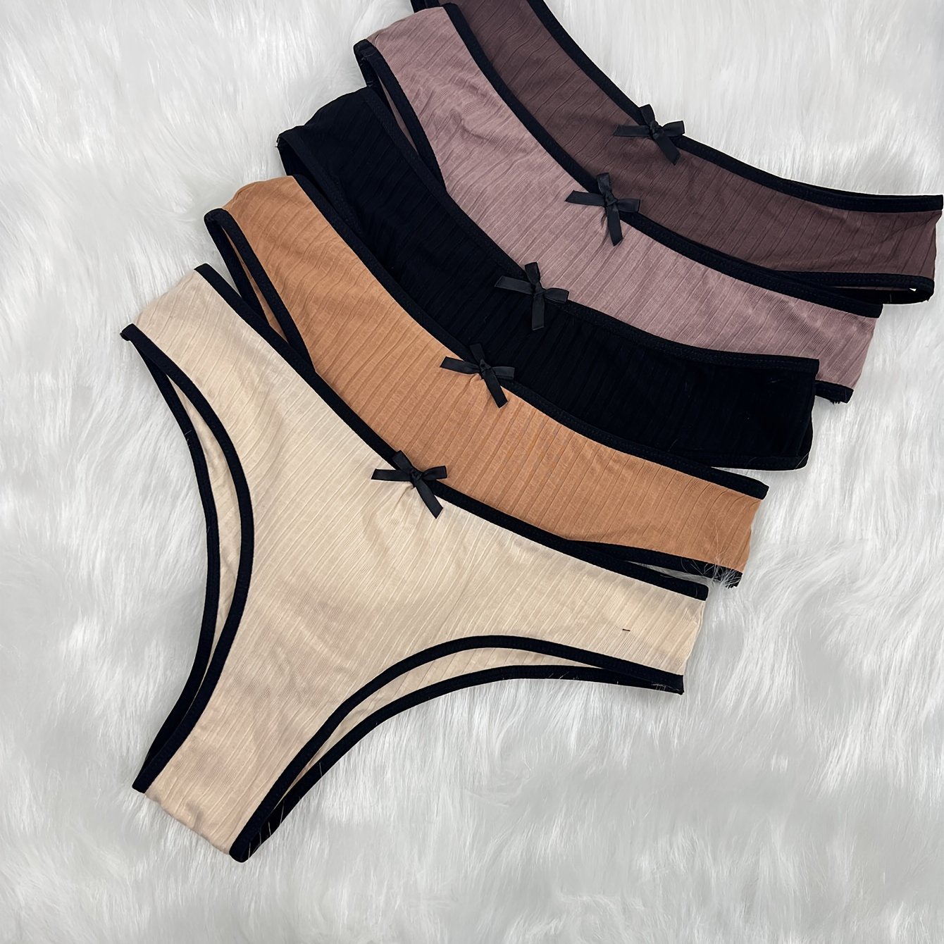 E-shop Damen Low-Rise 5er-Pack gerippte, bequeme, weiche Bikini-Slips