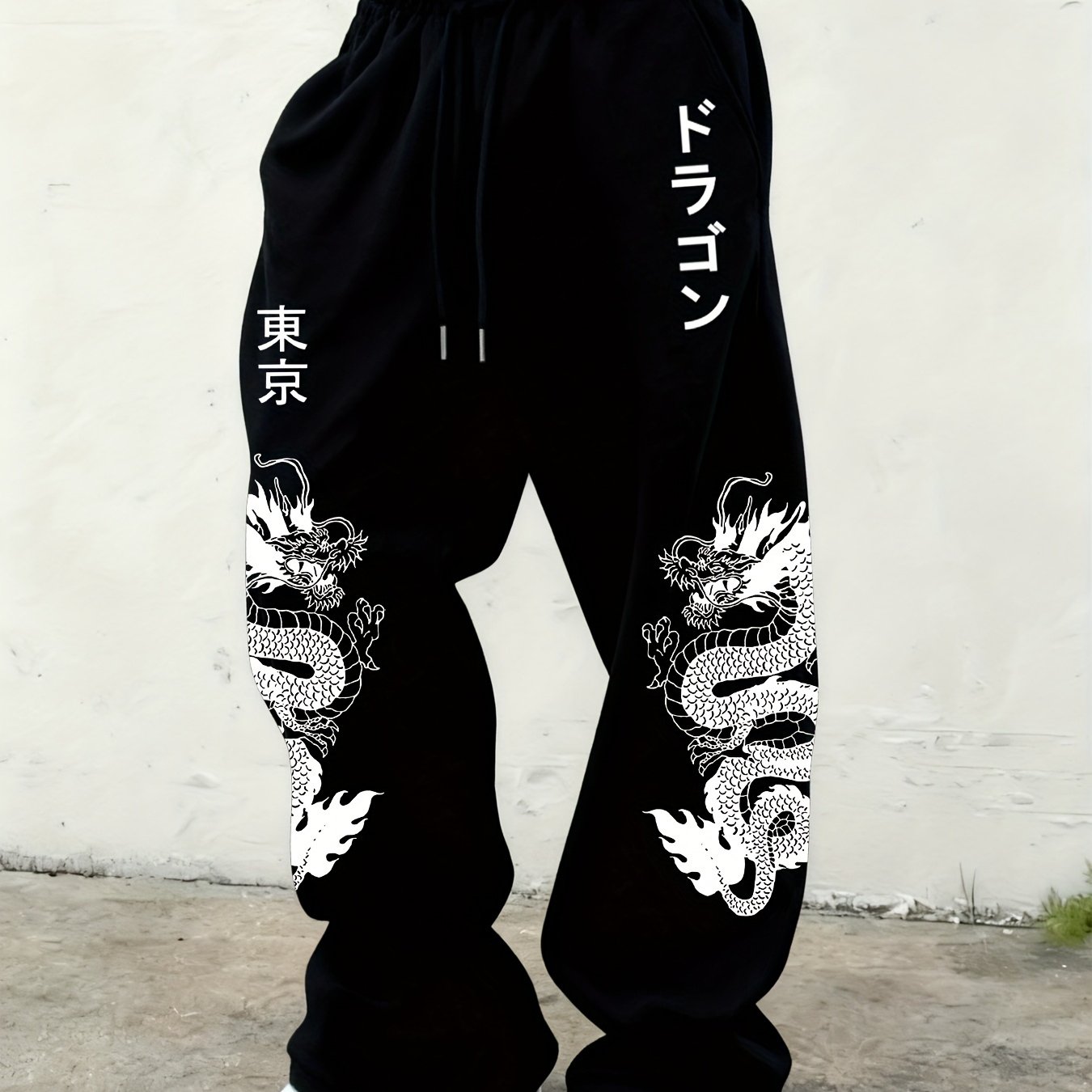 TEMU Men's Versatile Solid Color Drawstring Loose Casual Sports Pants, Spring And Autumn Men's Outdoor Home Casual Long Pants