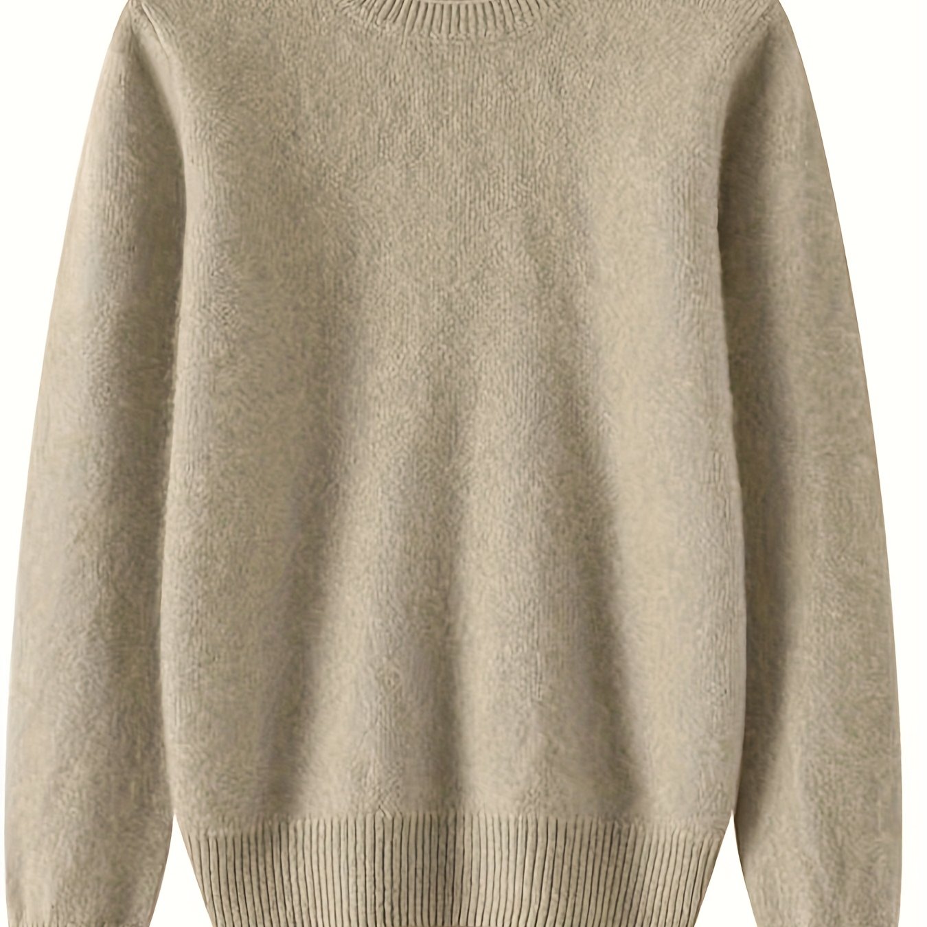 TEMU Fashionable And Simple Solid-color Round-neck Pullover Sweater For Women, Elegant And Versatile Loose-fit Thin Base Layer For Spring And Autumn