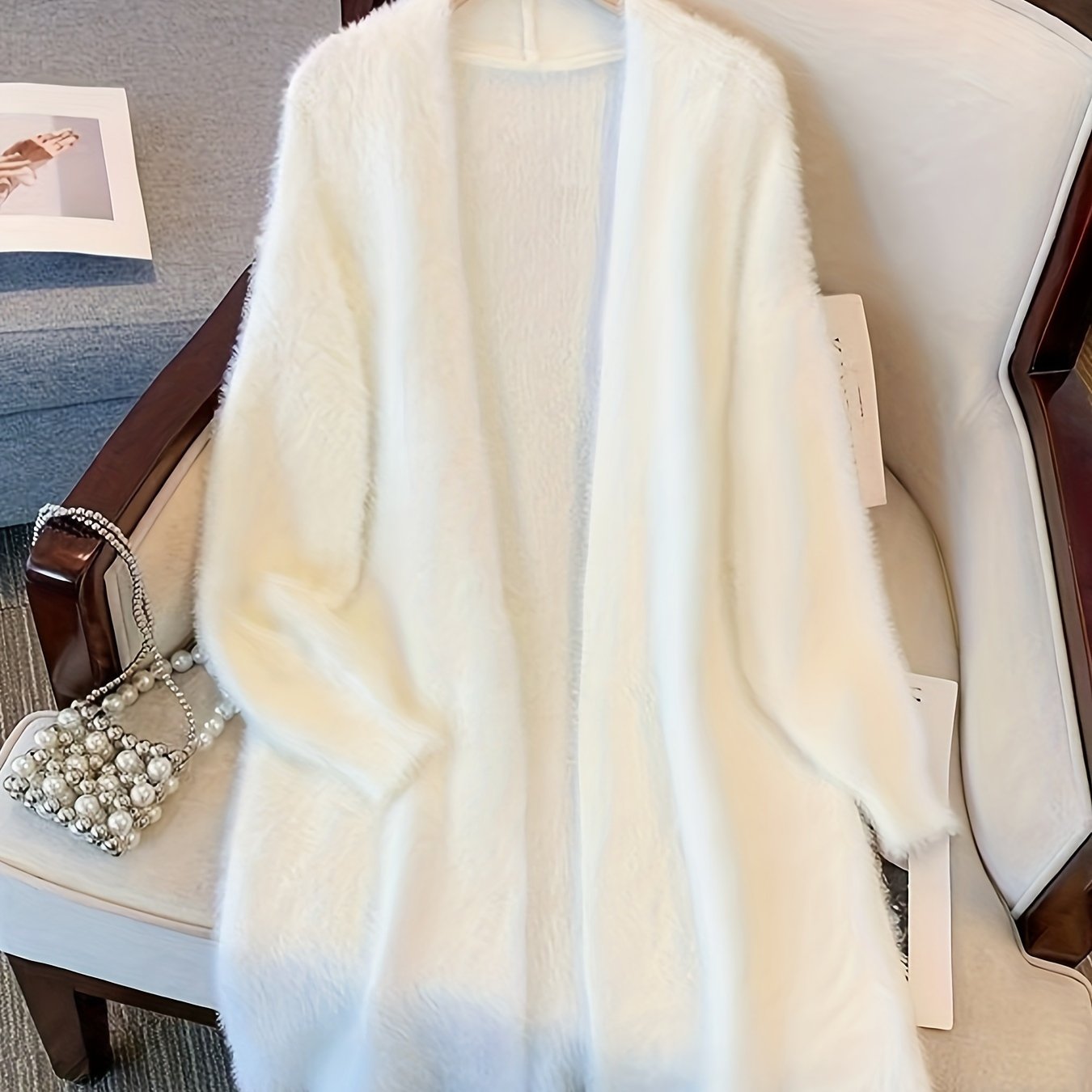Lazy Style Mid-length Women's Cardigan, Loose Fit Sweater Coat For Spring/autumn 2025 Retro Thin Open Front