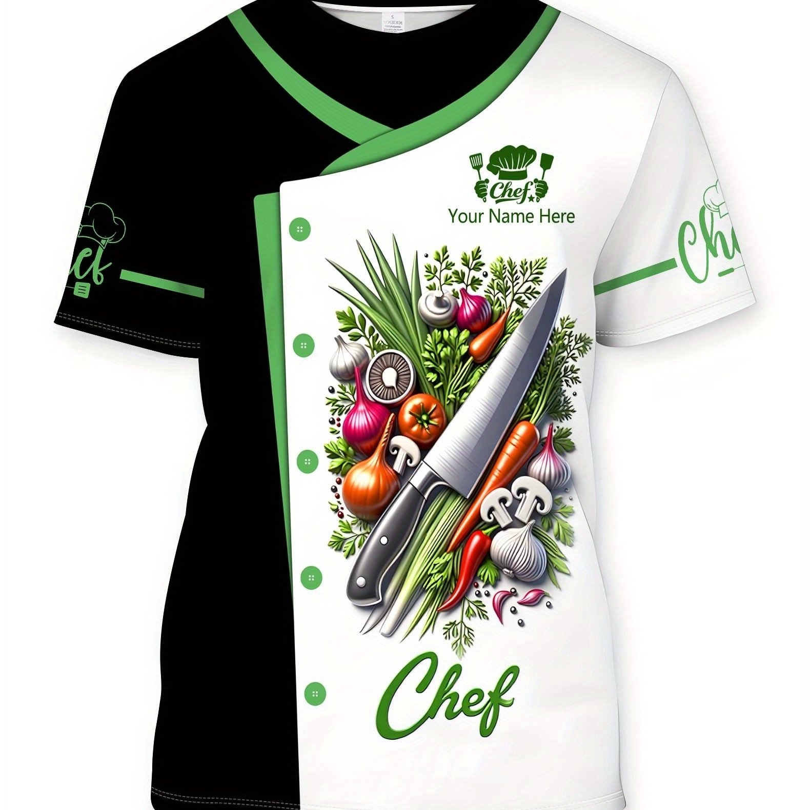 TEMU T-shirts personnalisés avec nom imprimé, T-shirts de chef à col rond et manches courtes, confortables pour toutes , T-shirts élégants pour