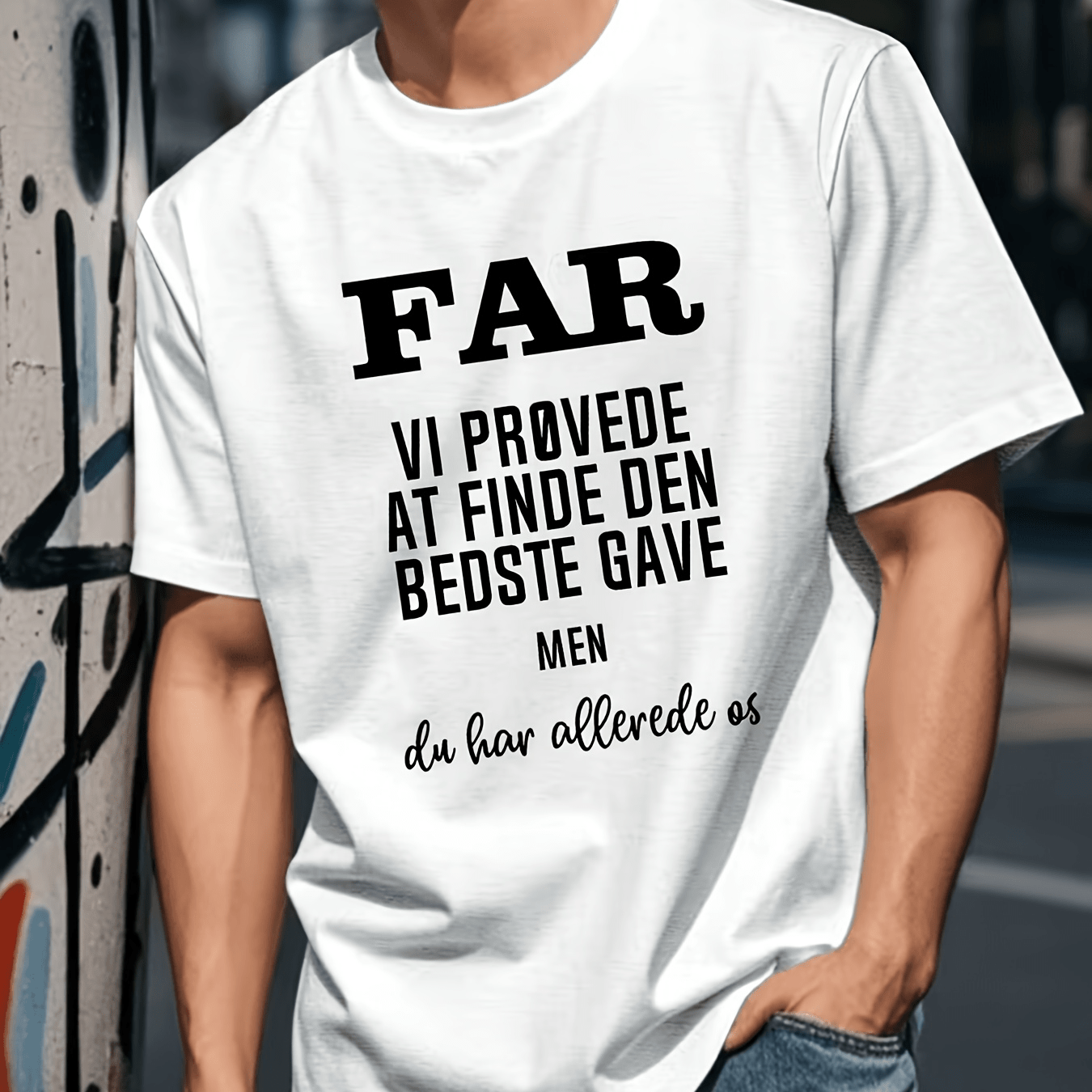 TEMU Men's Danish-themed T-shirt - Danish Text Print Short-sleeve Crew Neck Top With Danish Lettering, Machine Washable Summer Shirt Suitable For