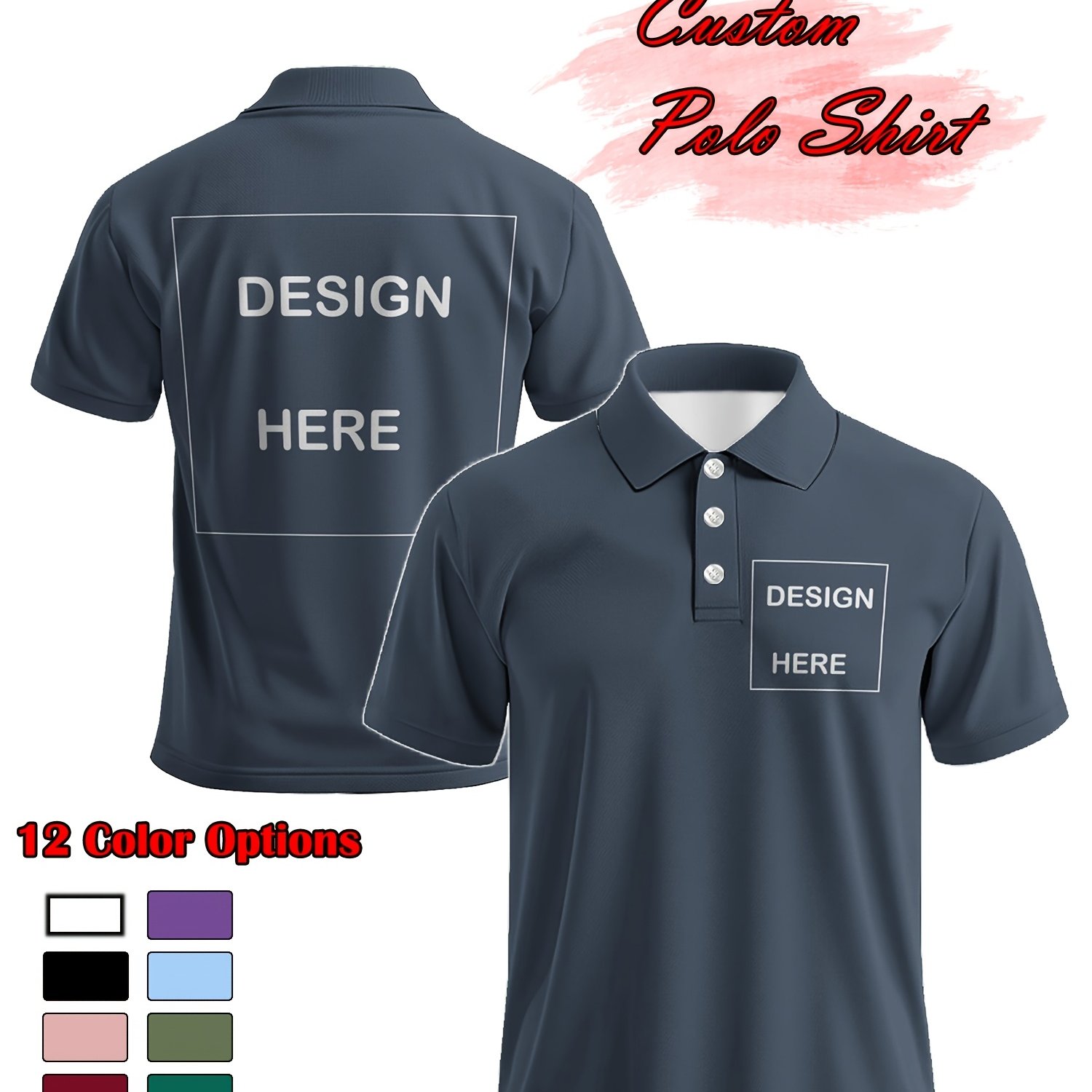 TEMU 12-color Options Large Size Customizable Men's 3d Shirt With Personalized Pet Photo Logo Design Picture Text Casual Lapel Button-up Short Sleeve