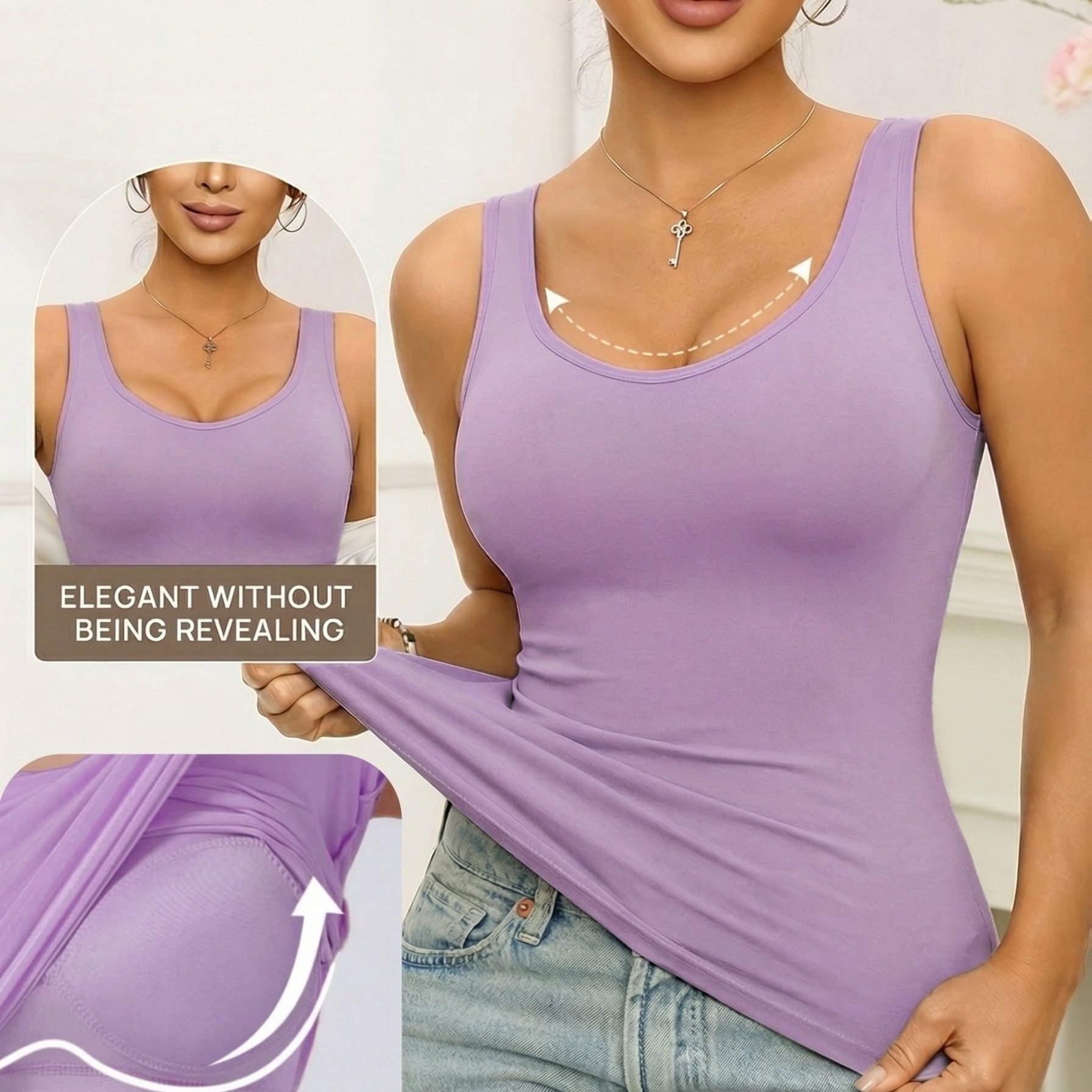 TEMU 1pc Zimi Women's No-bra Sports Bra Tank Top With Built-in Pads & Wide Shoulder Straps - Shock Absorption Support, Breathable Sleeveless Workout