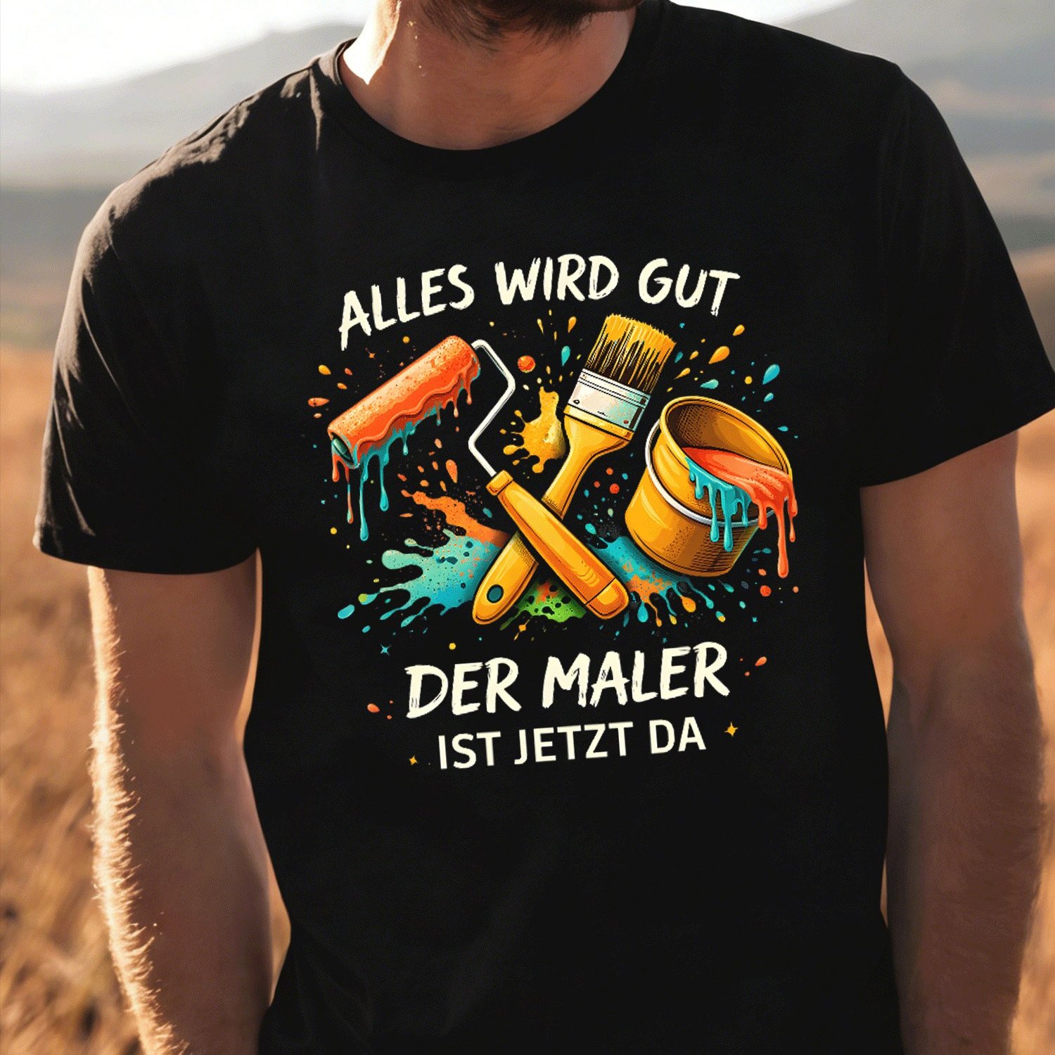 Image of Alles Wird Gut Der Maler Ist Jetzt Da Craft T-shirt For Men Women Unisex Funny T-shirt, 180g