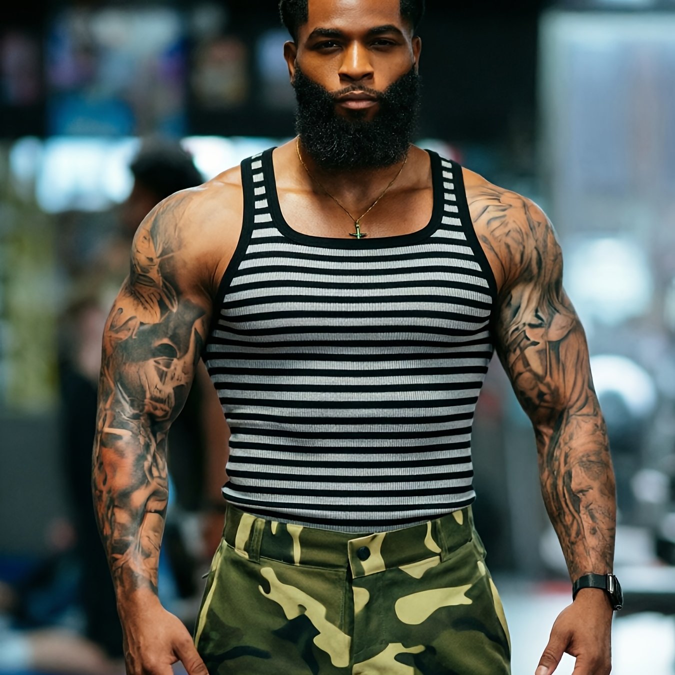 TEMU [ May Obm] Spring And Summer European And Trend Must-have Slimming And Slimming Vest For Summer Horizontal Striped Sleeveless T-shirt