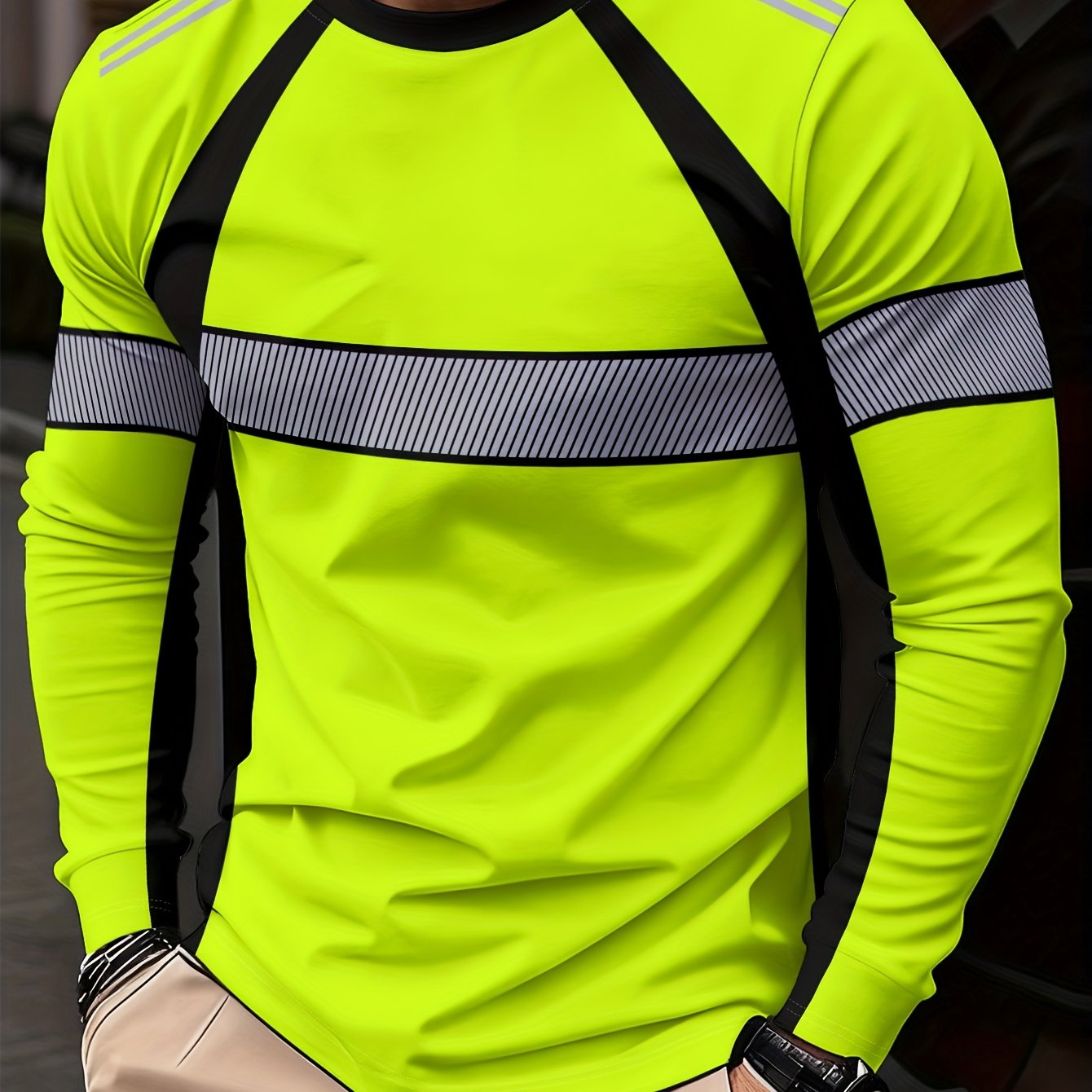 TEMU Men's Casual Long Sleeve T-shirt, Lightweight Breathable Fabric, Suitable For Casual Wear - Machine Washable Round Neck Long Sleeve Tee, Print