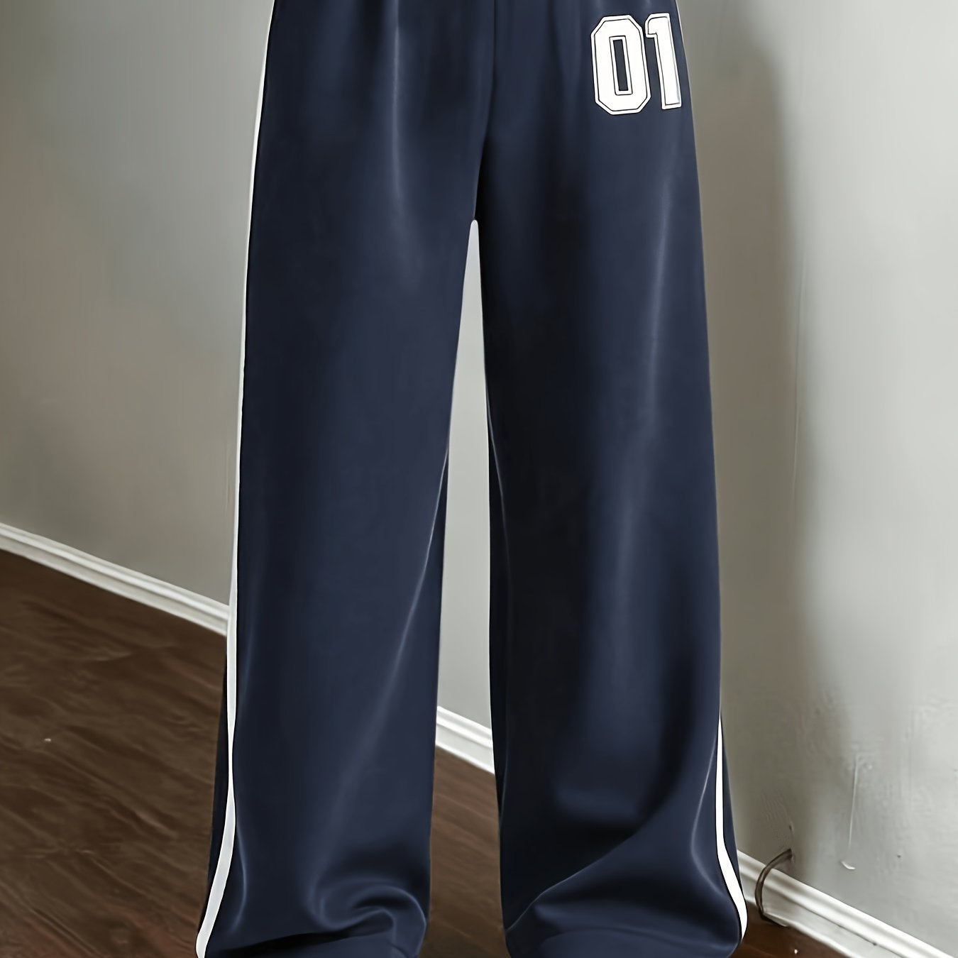 Teenage Spliced Waist Straight Casual Sports Trousers, For Outdoor, For Teenager, For Teenager