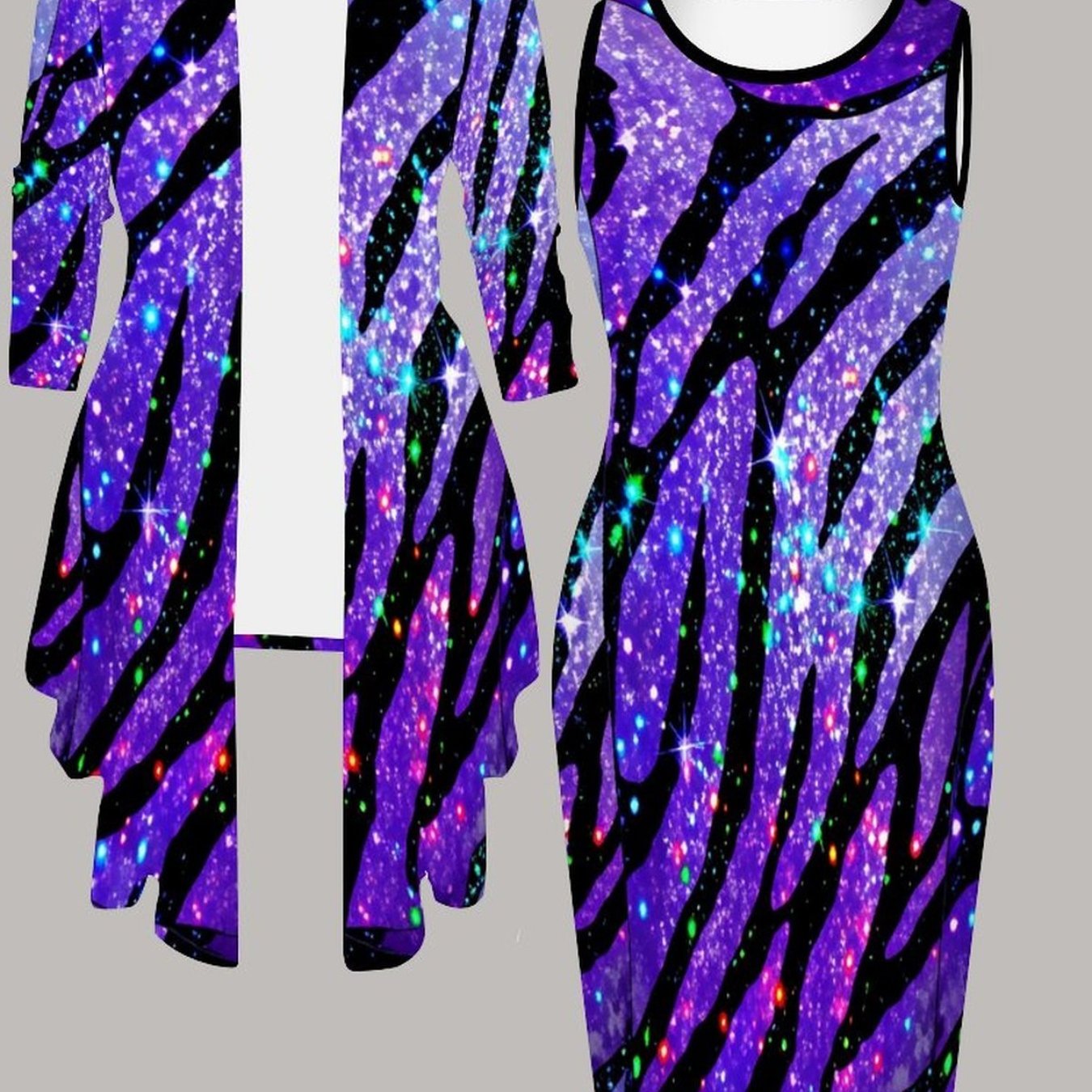 Image of Summer Women's Casual Fashionable And Elegant Style: Large Size Cardigan + Dress Set, Versatile And Pattern, Perfect For Women's Dating And Commuting, Daily , Party Dating, Vacation Shopping