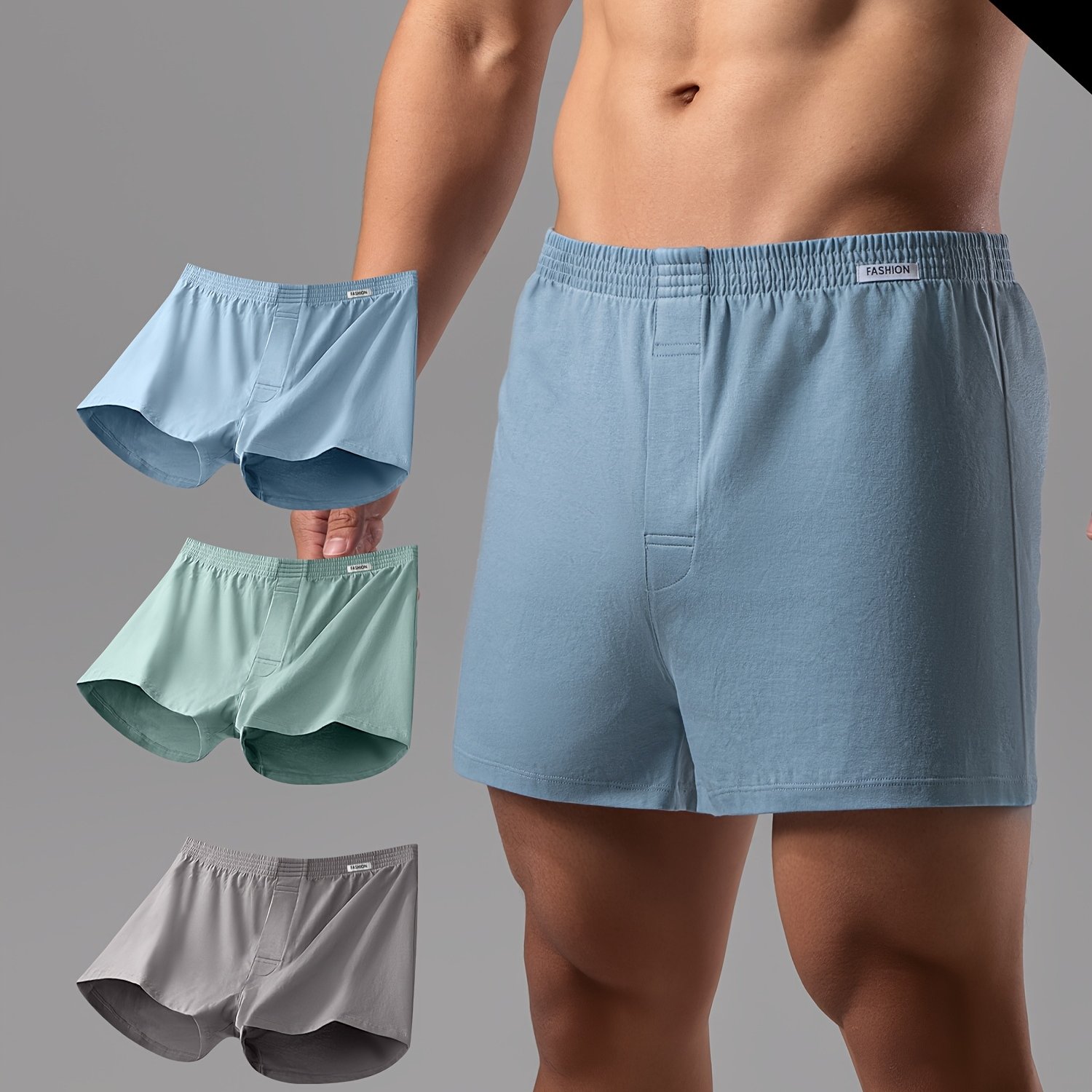 3pcs Men's Trendy Boxer Briefs - Loose Size Lounge Pants, Comfortable Stretch Sleep Shorts, Beach Shorts