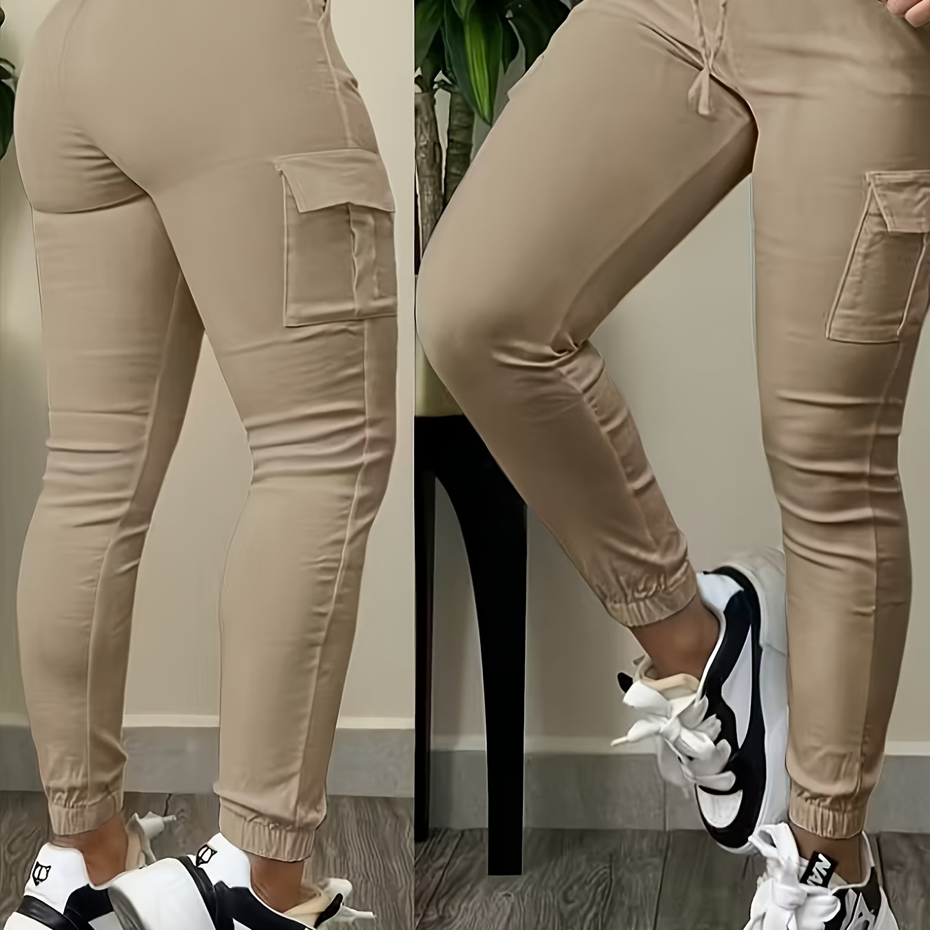 E-shop Neue Damen Cargo Jogger Hose für Frühling und Sommer, High-Waist und Multi-, für einen trendigen Street Style