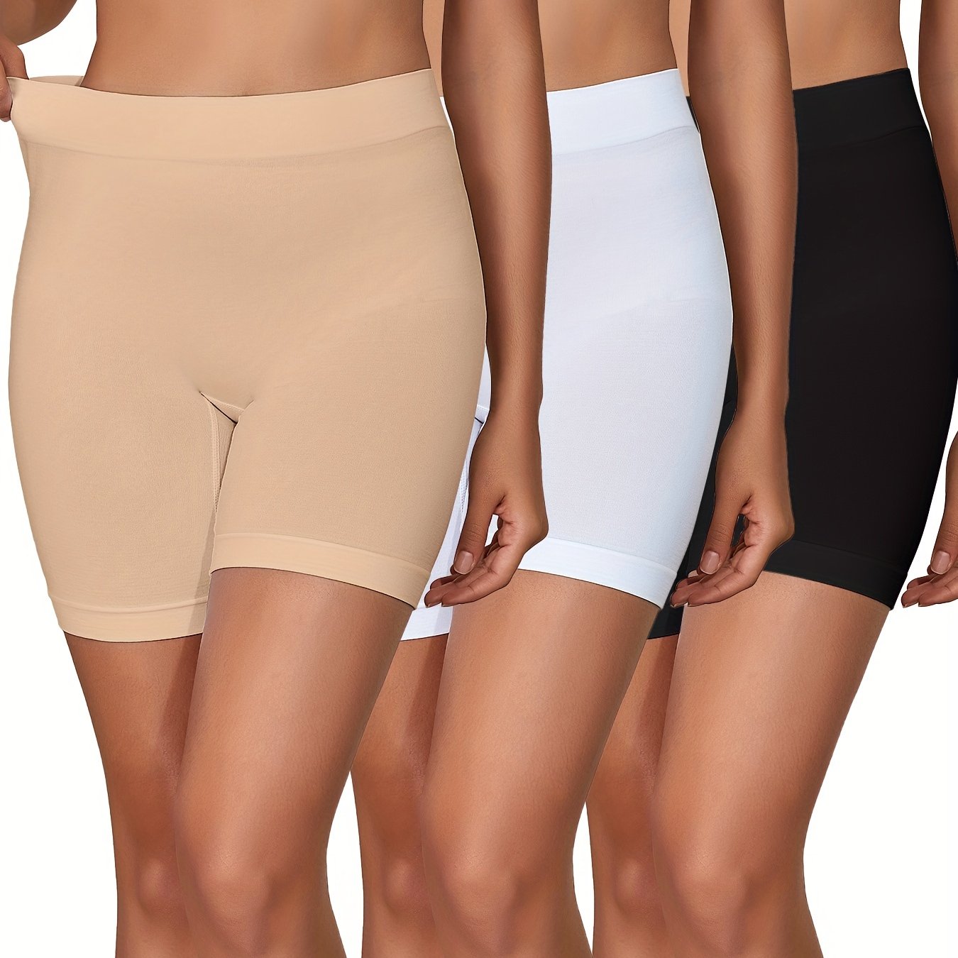 Image of 3-pack Safety Pants Women's Outer Wear Anti-exposure Comfortable Breathable Boxer Briefs Abdomen Hip Lift Leggings