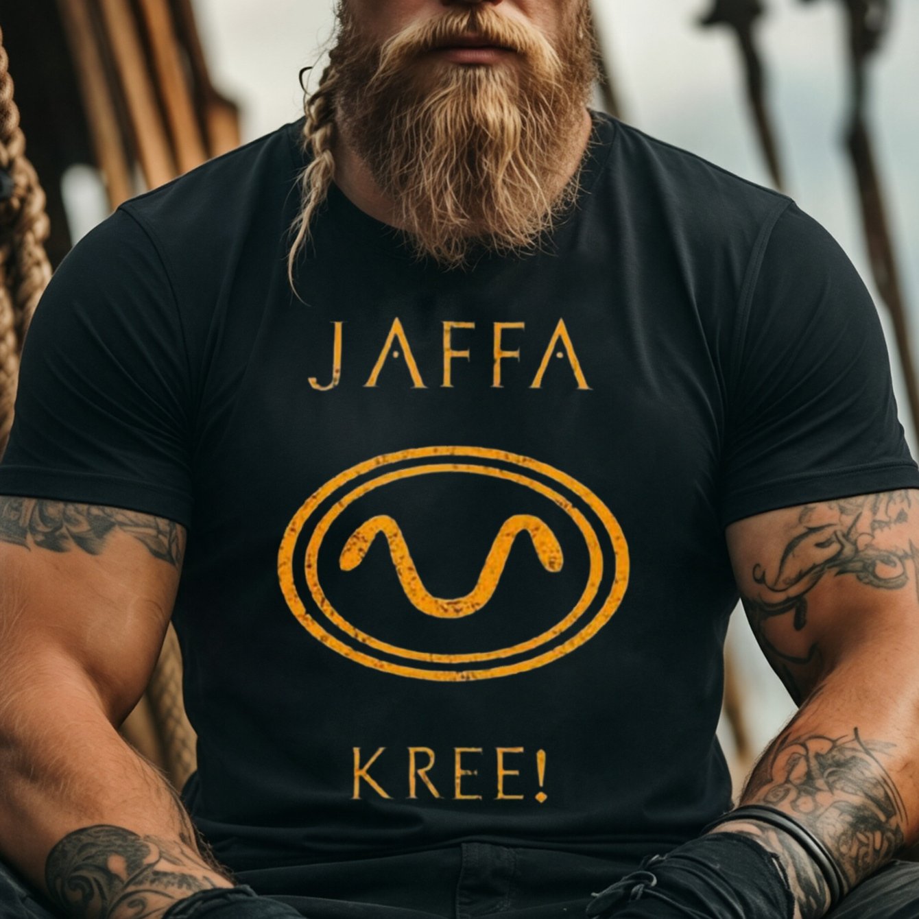 Image of Men's Jaffa Kree Symbol T-shirt - Plus Size Round Neck Casual Shirt With Iconic Print, Machine Washable Suitable For Wear, Gift For Fans Of Jaffa Kree Design, Plus Size