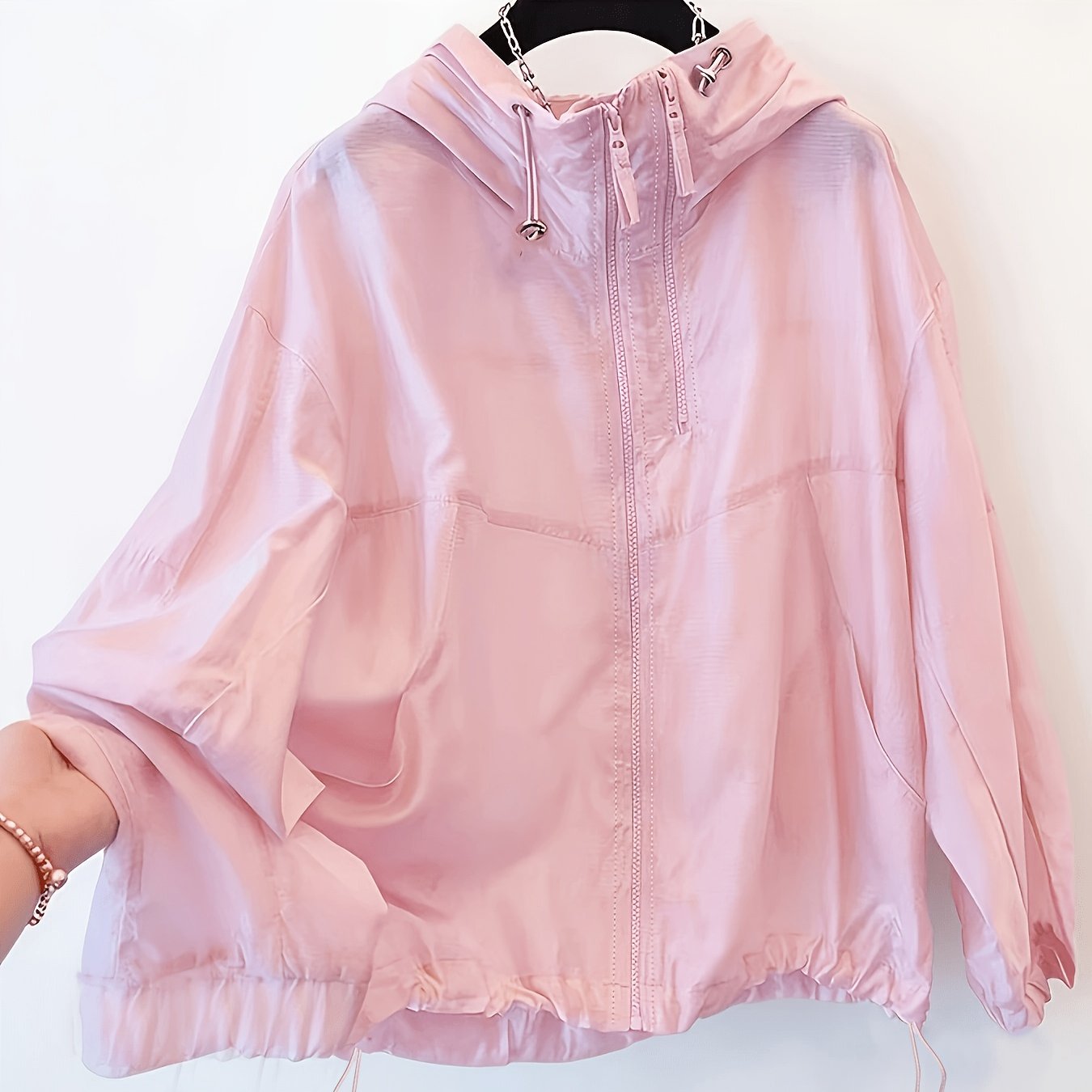 TEMU Dames 2026 Zomer Nieuwe Ins-Stijl Trendy Wijdvallend Cropped Jack met Capuchon voor Petites, Dun en Ademende Korte Bovenkleding