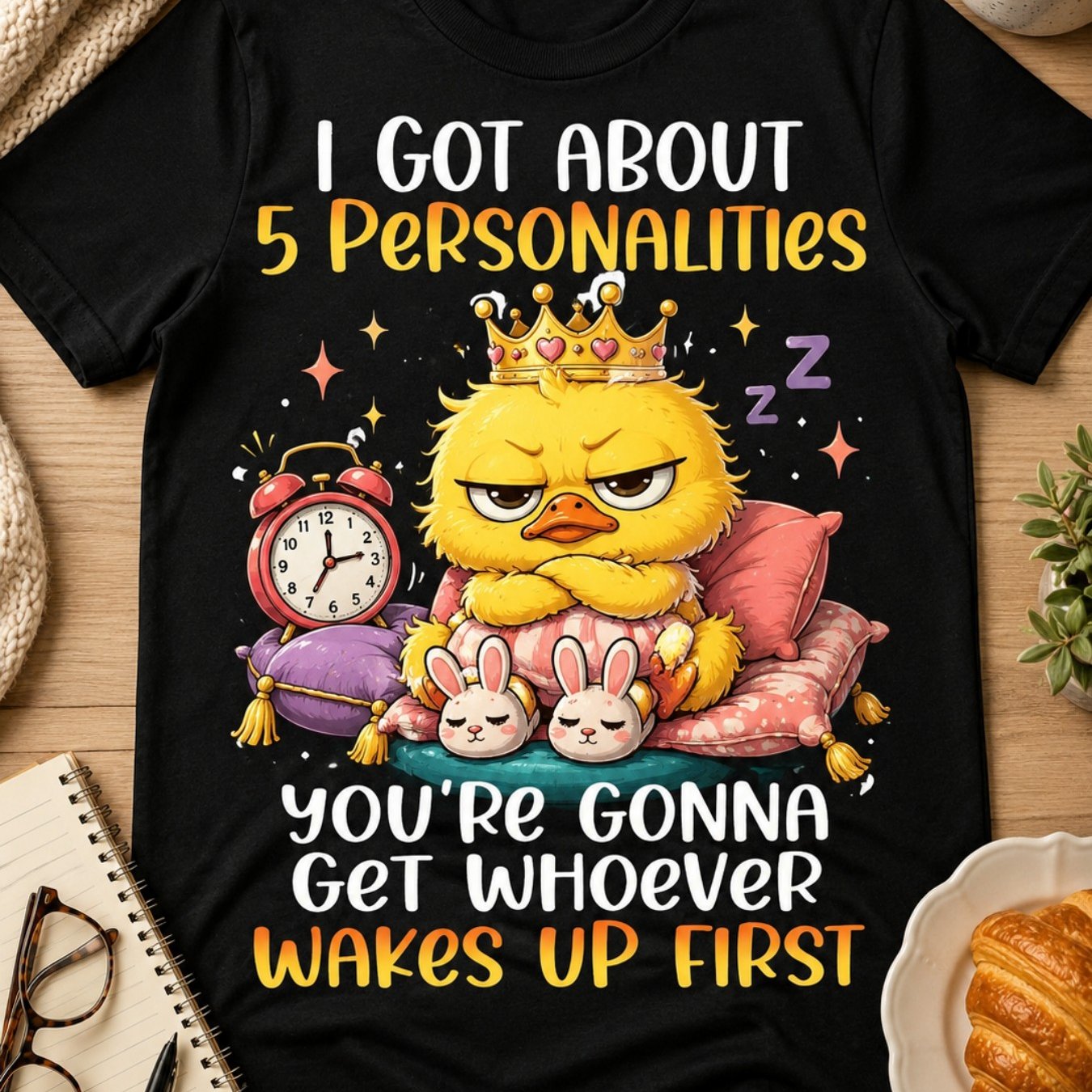 TEMU Plus Size, Funny Duck T-shirt With 5 Slogans & Coffee Casual Round Neck Short Sleeve Tee Suitable For , Machine Washable Humor Apparel For,