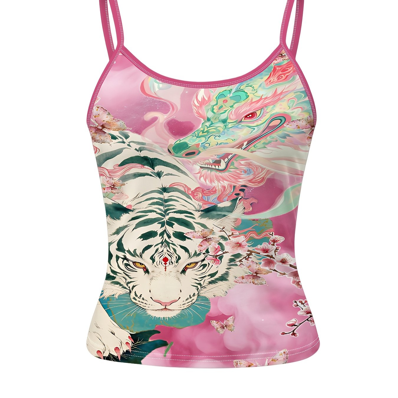 TEMU Print Camisole Top For Women, Slim Fit Short Crop Top, Summer Fashion Trendy Women's Clothing