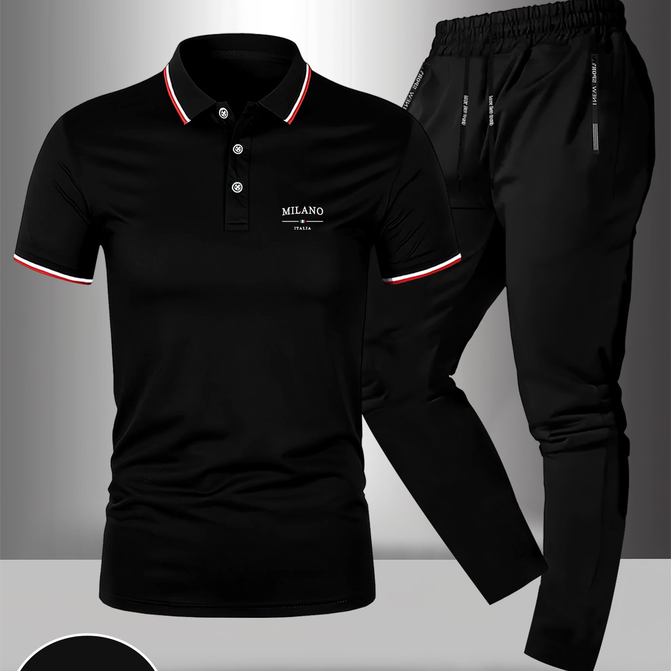 TEMU Men's Shirt Stylish Casual Two-piece Set With A Print, Fashionable Long Pants Outfit