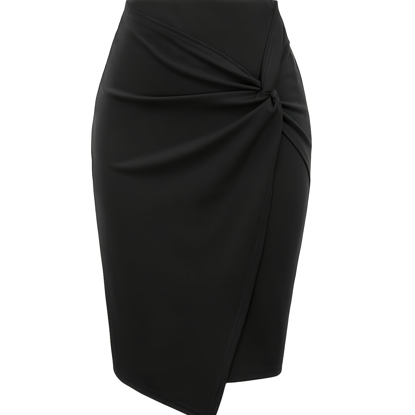 Image of Women's Pencil Skirt With Elastic High Waist, Tummy Control, Body-hugging, Knee-length