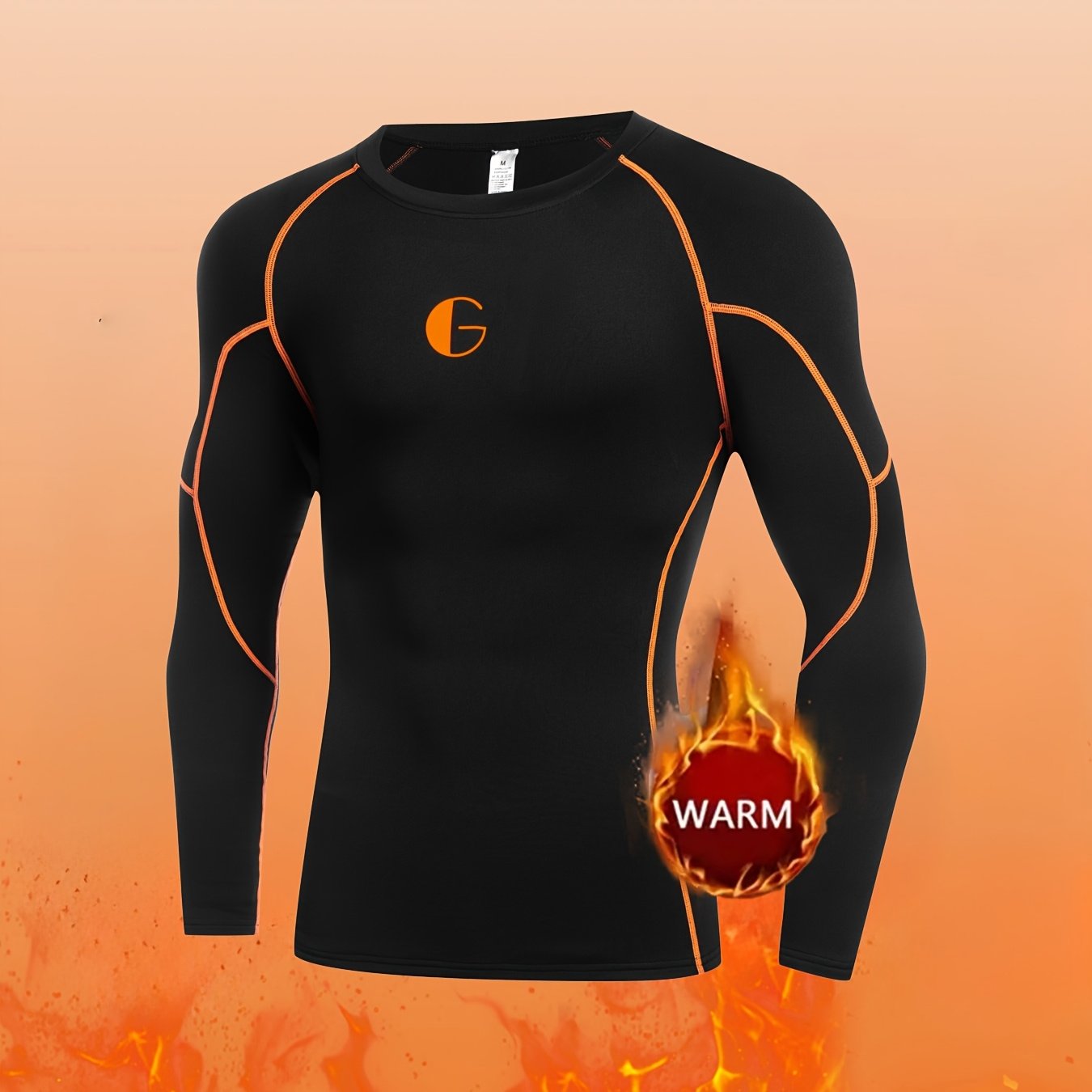 E-shop Herren Thermounterwäsche mit Futter, Langarm-Warmshirt für kaltes Wetter, geeignet für Sport, Fitness, Outdoor, Skifahren Wandern