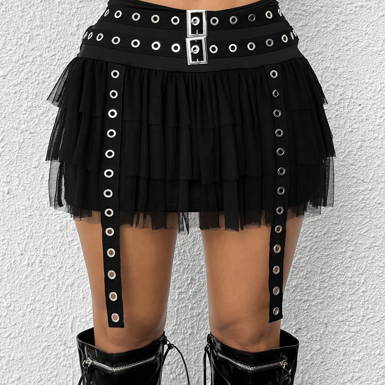 Ruffle Chicken Eye Belt Ribbon Skirt