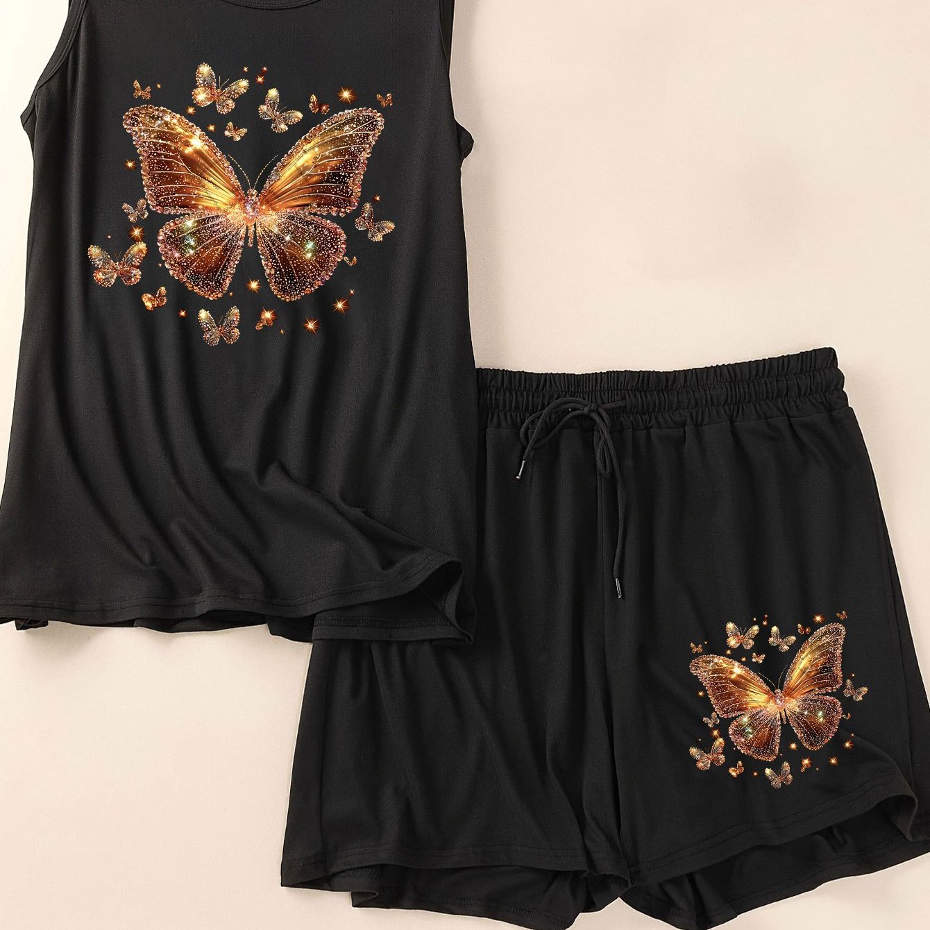 TEMU Fluorescent Print Women's Plus-size Casual Loungewear Set