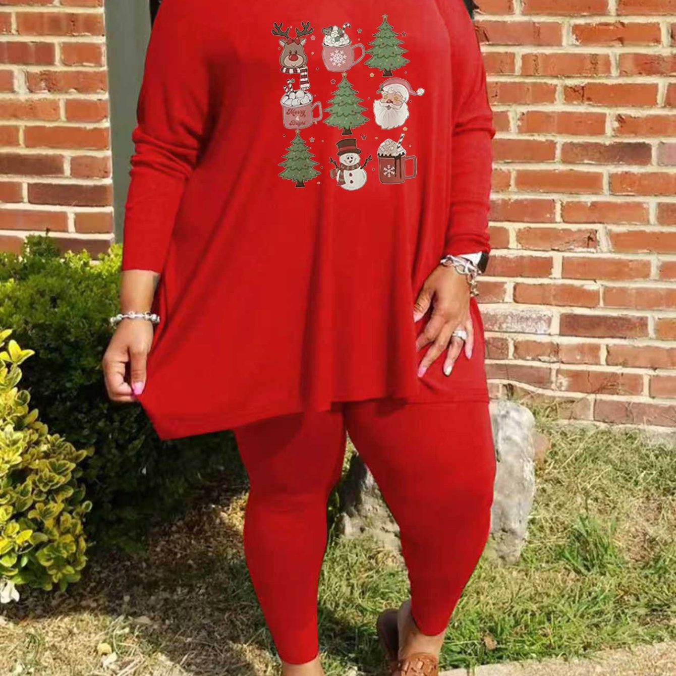 TEMU Plus Size - Plus Size - Plus Size Women's Autumn And Winter Outfits In Sizes 0x To 8x, With Christmas Like Reindeer, Christmas Trees, Santa