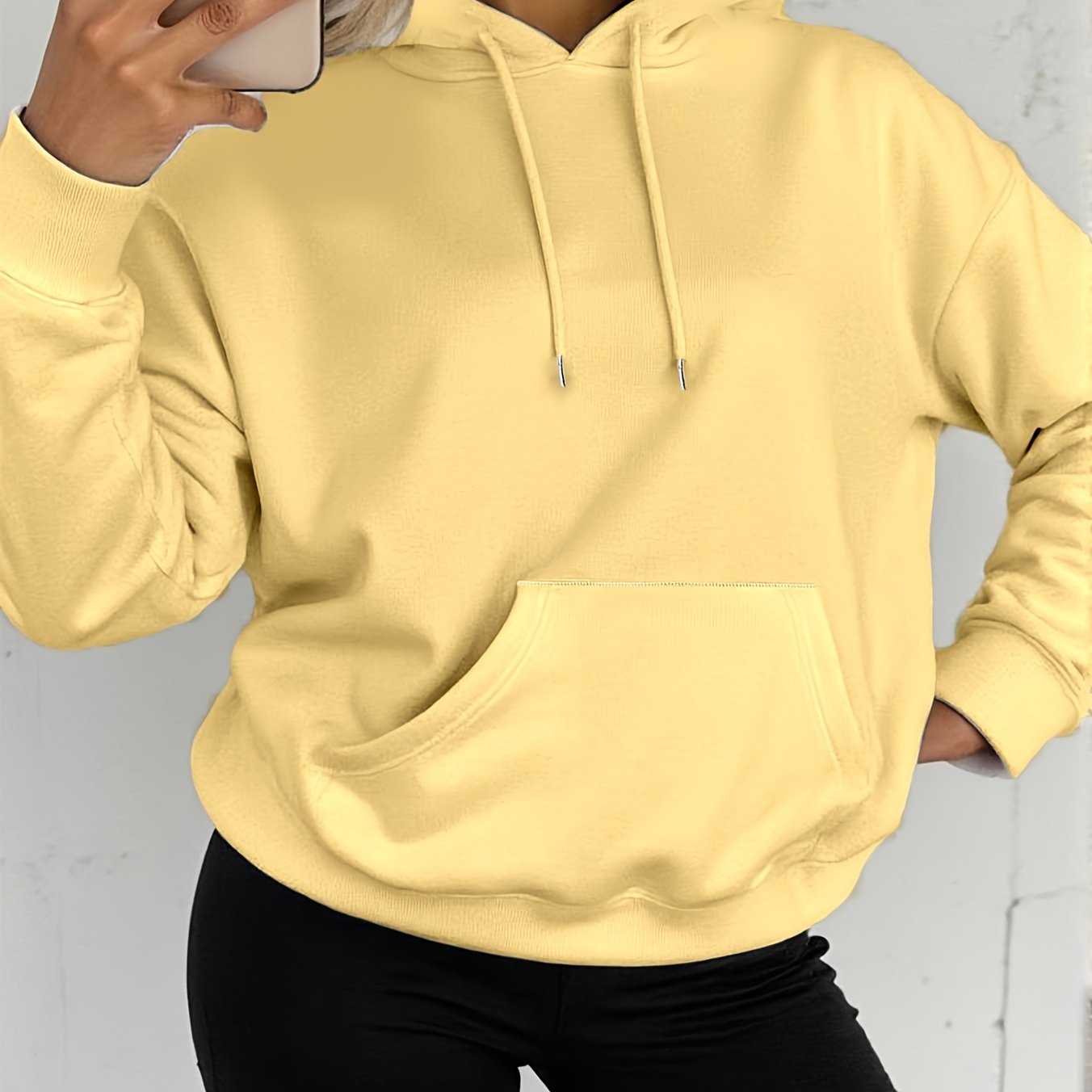 TEMU Spring And Summer Women's Long Sleeved Hooded Sweatshirt, S And Casual Solid Color Hooded Sweatshirt, Women's Versatile Top Suitable For S,,
