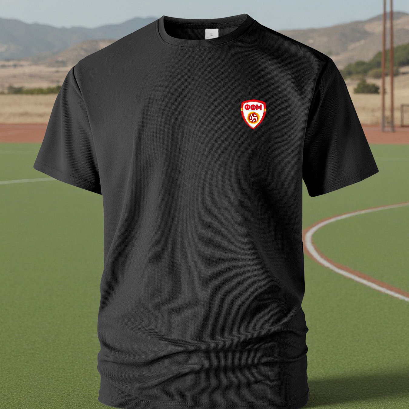 TEMU North Macedonia Herren Waffelstruktur Quick-Dry T-Shirt – Atmungsaktives Feuchtigkeitssammelndes Material, Regular Emblem-Druck & für Fitness,