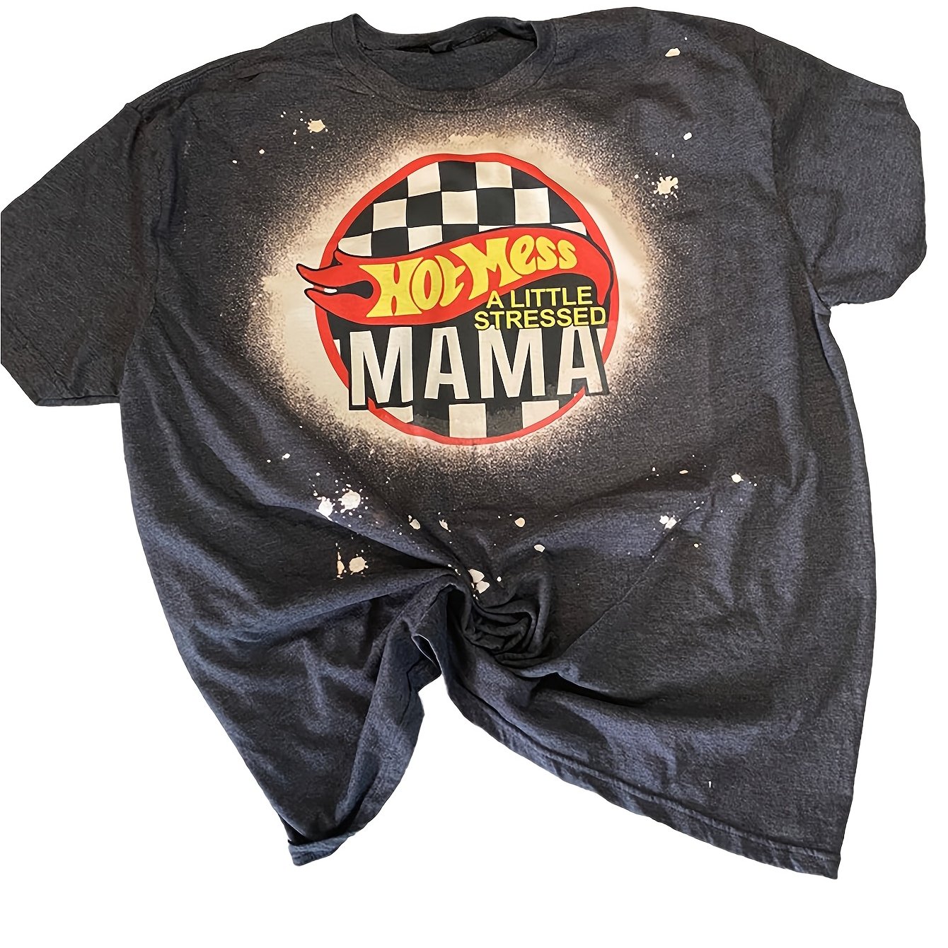 TEMU Mama - T-shirt Maman un stressée - T-shirt Maman blanchi - T-shirt Maman - Maman de garçon - T-shirt Maternité - T-shirt Maman de course