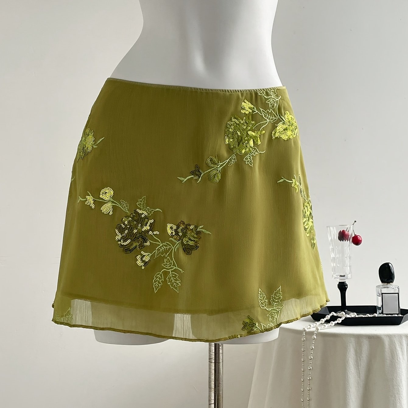 Image of New Oriental Chinese Style Sexy Sheer Mesh Skirt