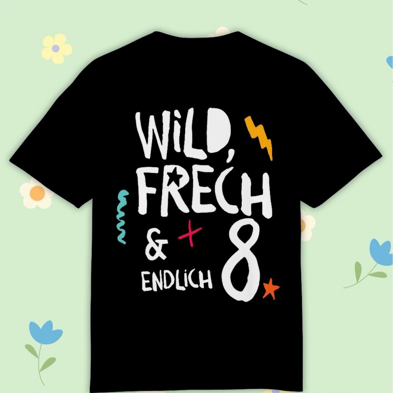 Wild Frech & 8th Birthday Birthday T-shirt Comfortable Casual Crew Neck Tee For Boys And Girls T Shirt, 200g