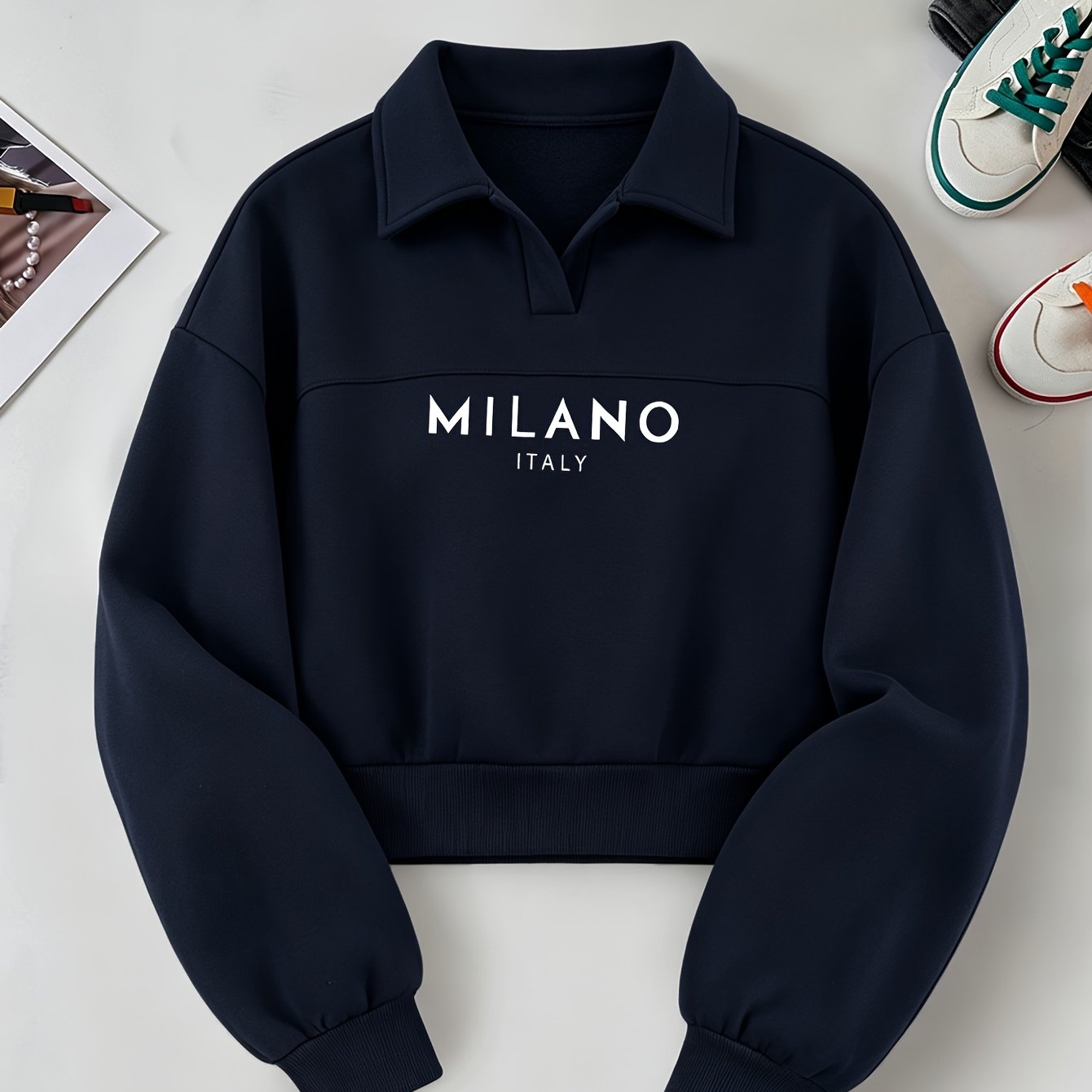 TEMU Ootd Must-have! Women's Fashion Lapel Sweatshirt, To Put On And , A Casual And Style. Made From Soft, Skin-friendly Fabric With A Loose,