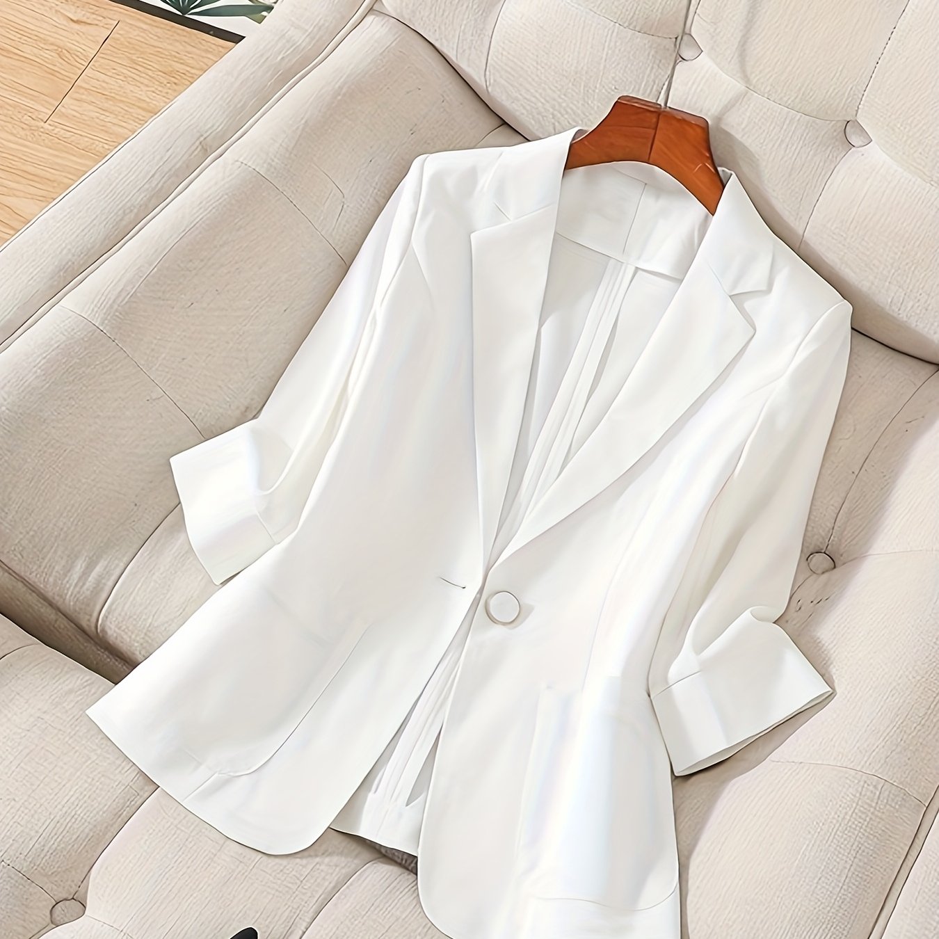E-shop Damen Blazer, Sommer Stoffmantel, Dreiviertelärmel Anzugjacke, Stilvolle und vielseitige Pendler-Oberbekleidung