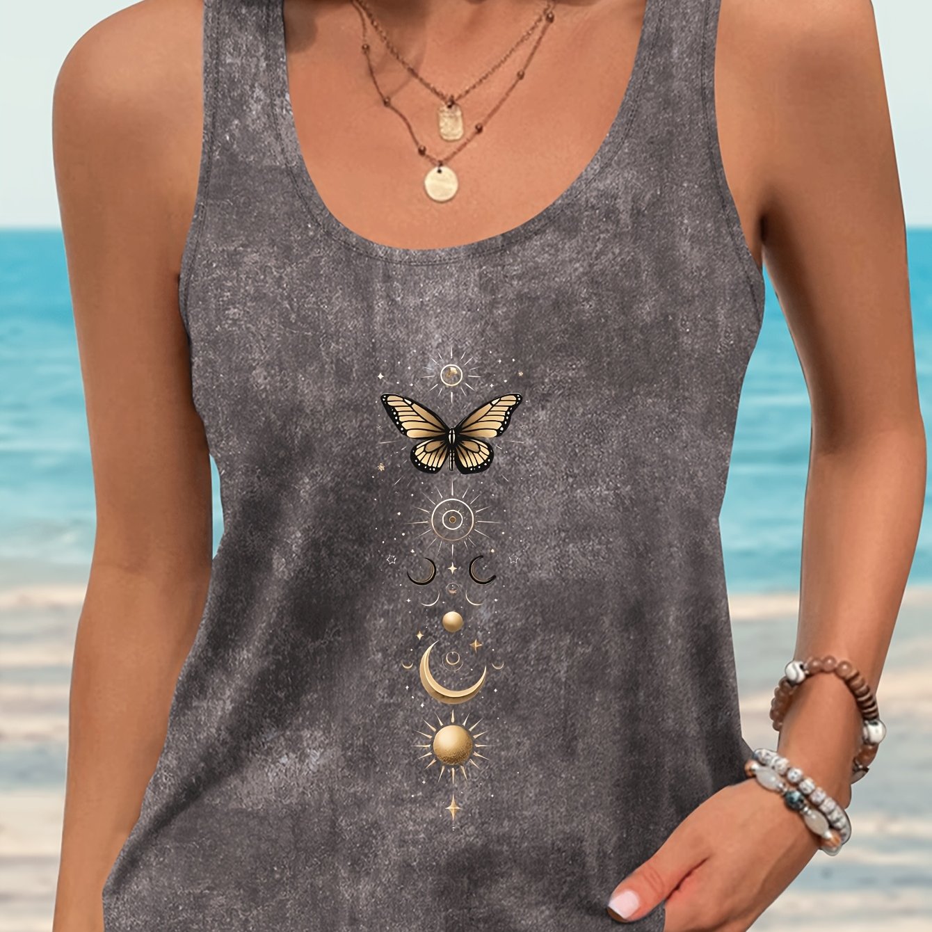 TEMU Floral Beach Vacation Tie-dye Top For Summer Fashion, Perfect For A Relaxed Holiday. Made From Cool And Comfortable Fabric, Machine Washable