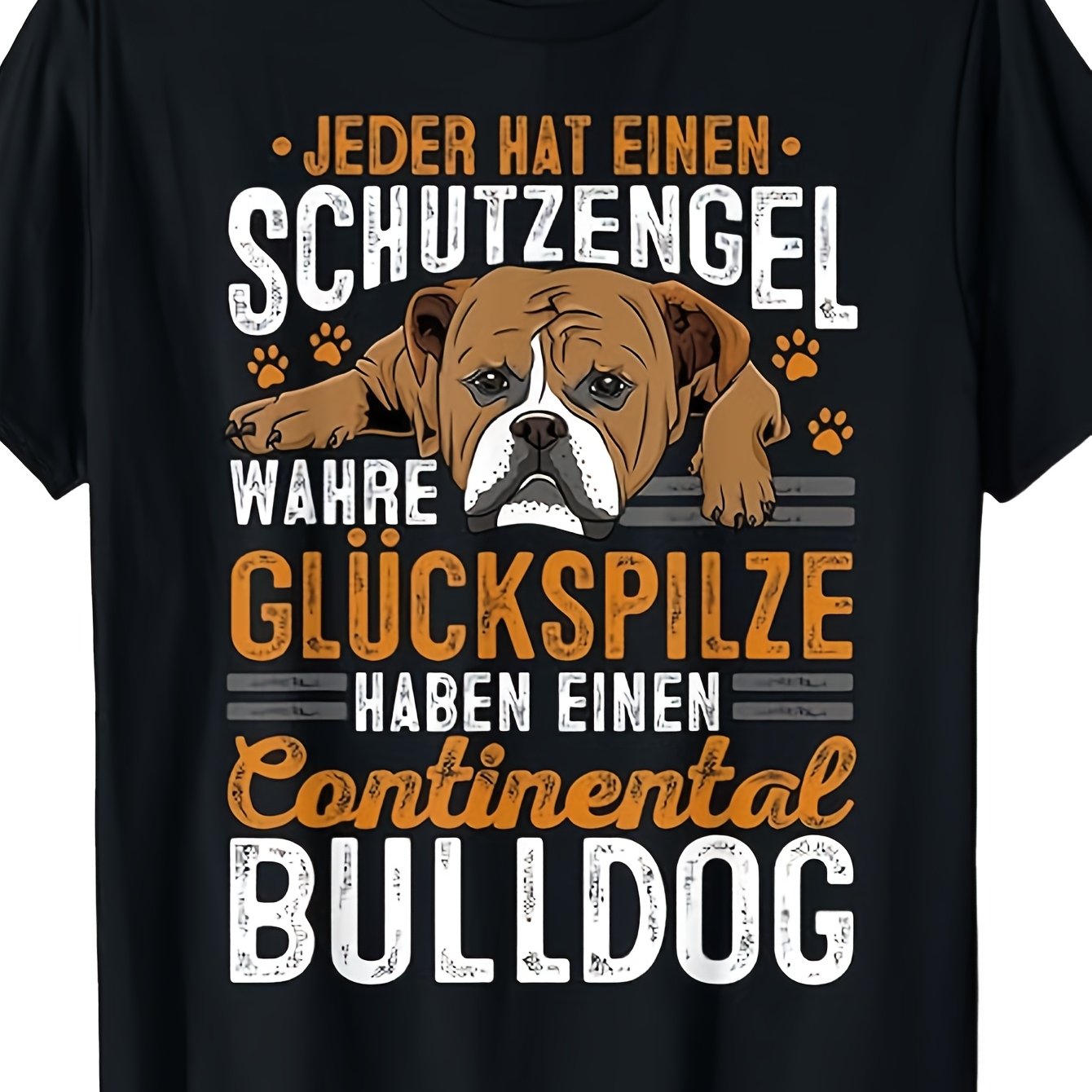 Continental Bulldog Guardian T-shirt Casual Crew Neck, Stretch Fabric, Regular Fit, Geometric-pattern, Perfect For Men, - De Fashion