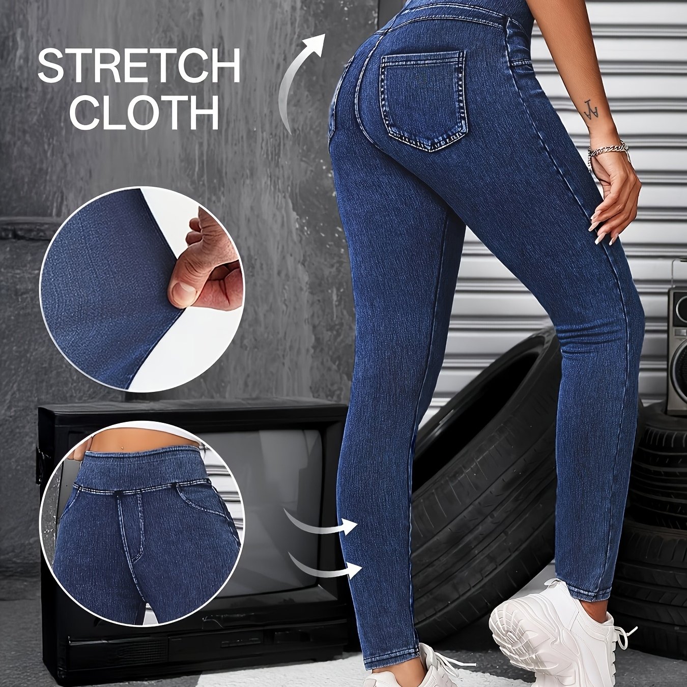 TEMU Jeggings Pull On Stretchy Jeans For Women High Waisted Skinny Jean Leggings Tummy Control Denim Pants