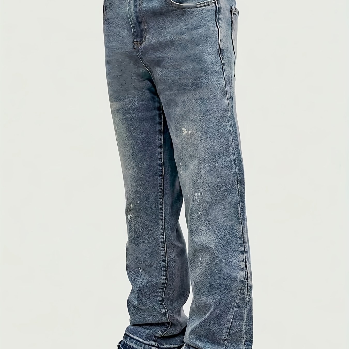 Washed Blue- Ripple Flare Jeans Basic Long Pants