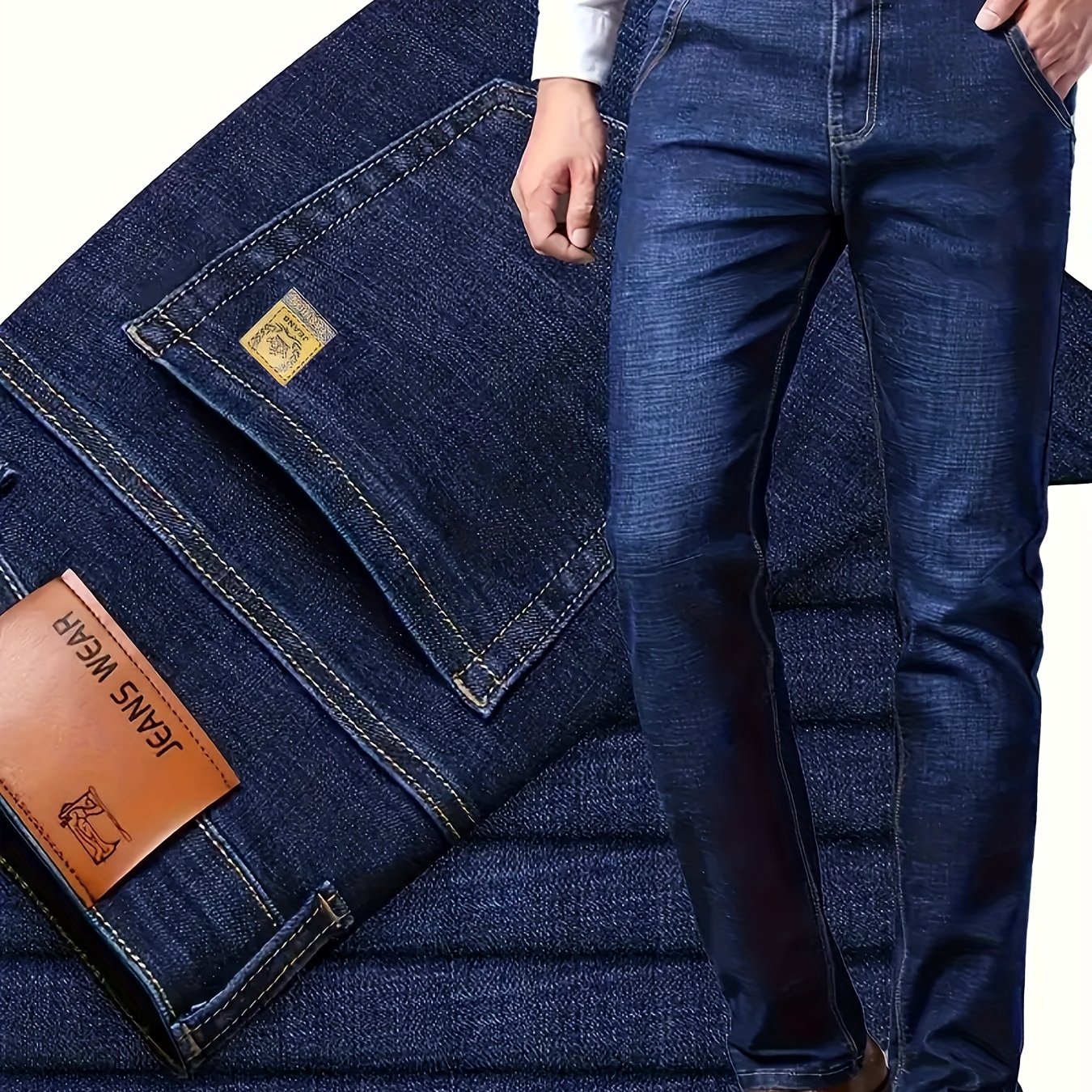 Image of Plus Size Men's Casual Pants, Suitable For , Stretchy And Comfortable Straight-leg Trousers, Simple And Versatile Men's Business Pants, Plus Size