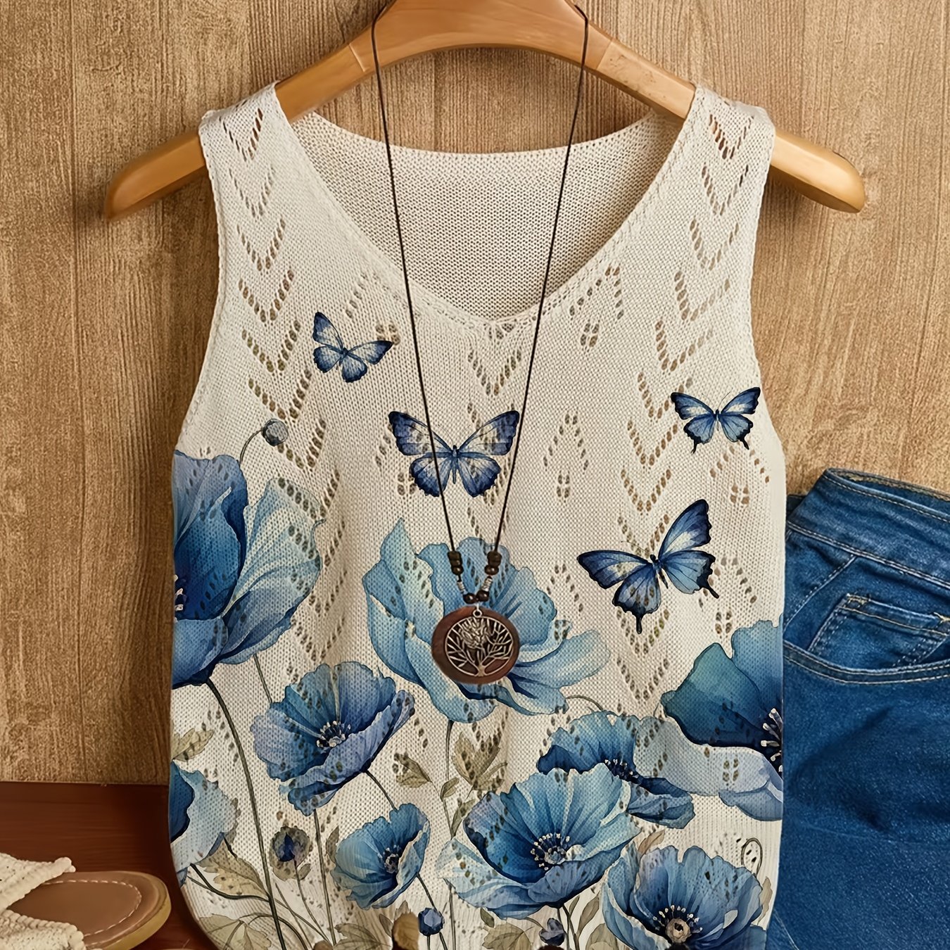 TEMU Women's Spring Summer Sleeveless Vest Top, Early Spring Hollow Versatile Regular V-neck Inner Vest, Summer Soft Comfortable Breathable Hollow