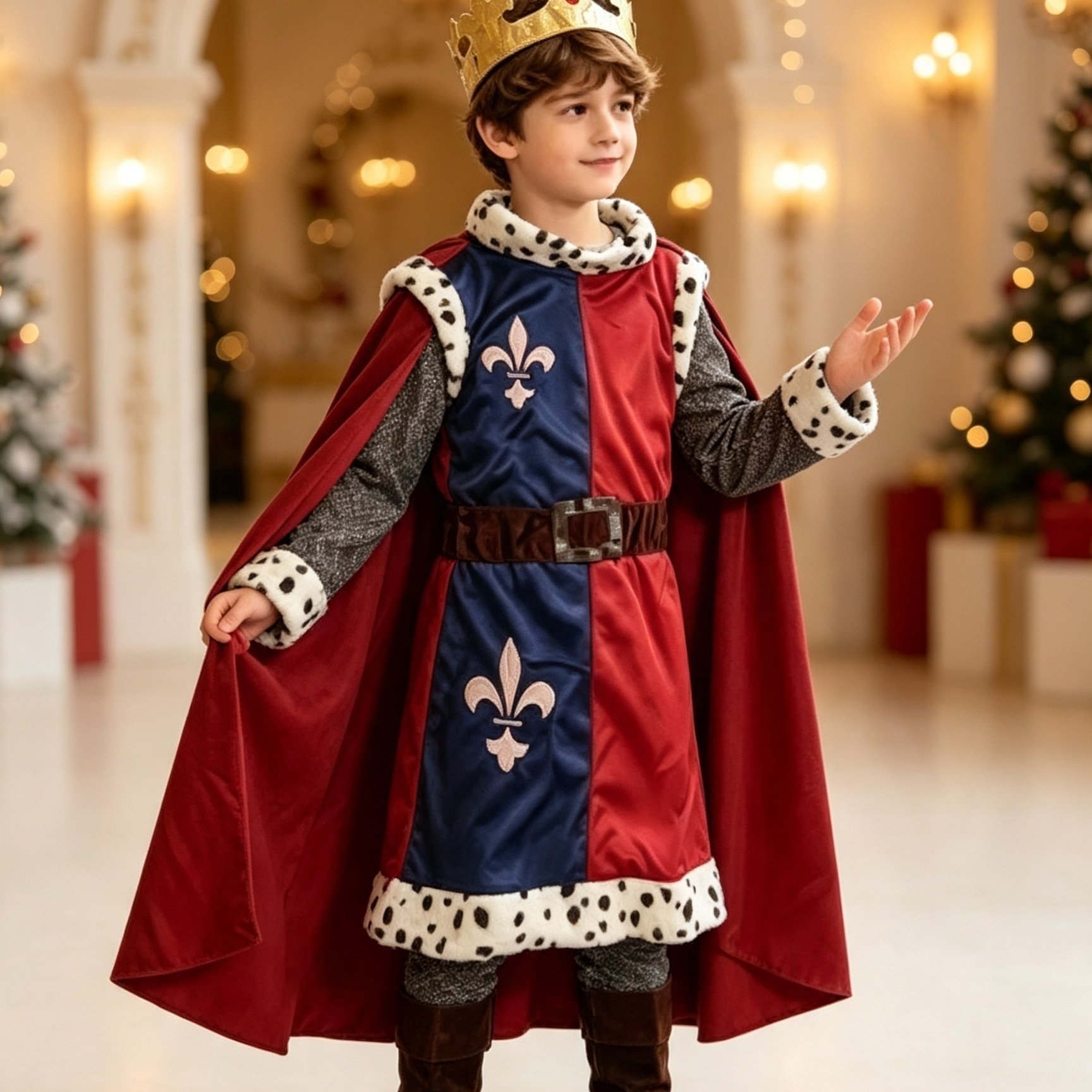 Image of This 3pcs Set For Boys Includes A Vintage Robe, With A Cape And A Crown Accessory For And Exquisite Look. Suitable For Halloween, Carnivals And Holiday Parties.