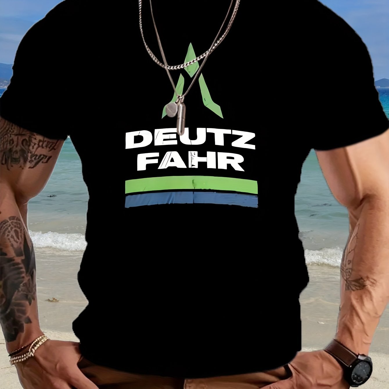 TEMU Men's Casual Summer Short-sleeve Round Neck T-shirt - Comfortable, Versatile, And Stylish