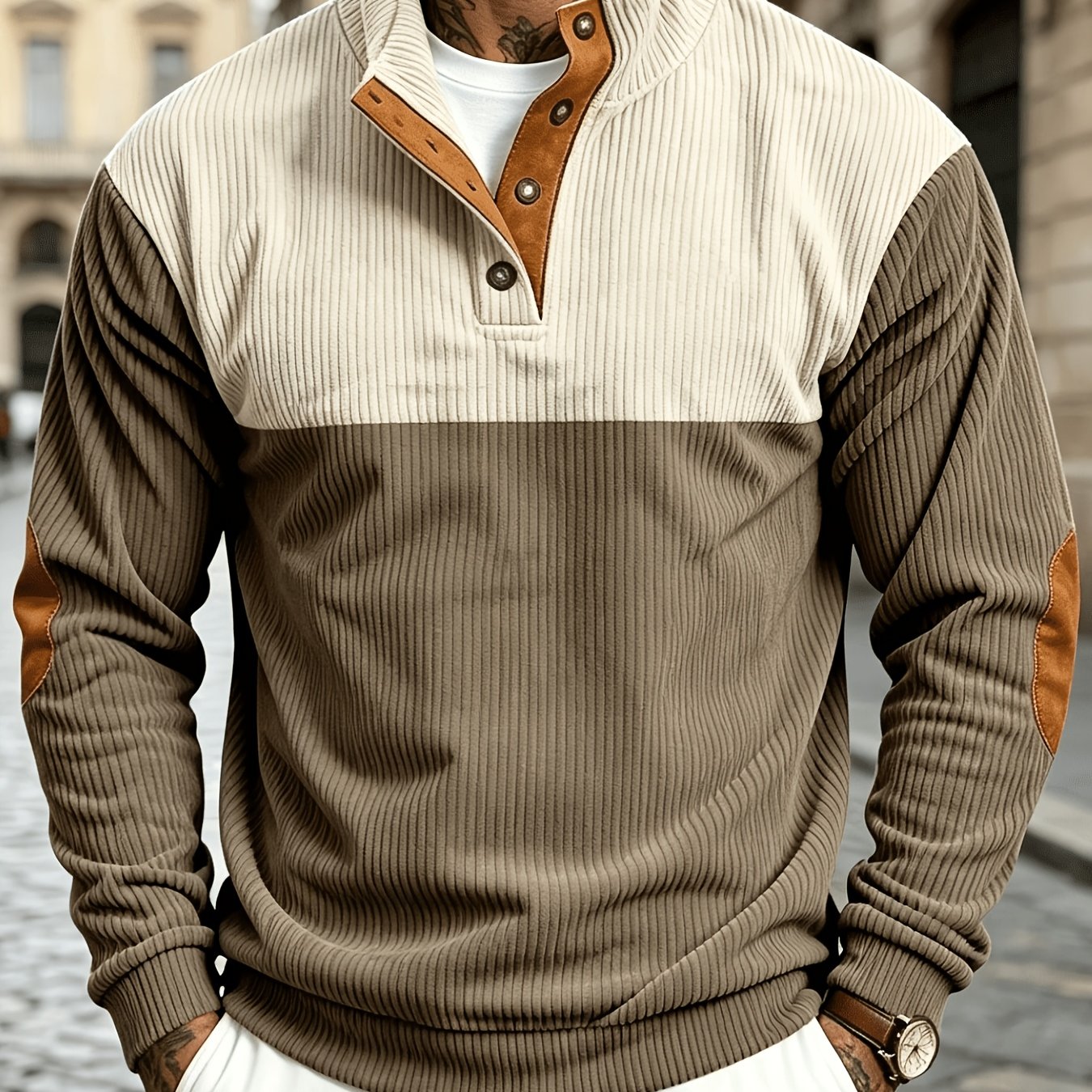 TEMU American Autumn Loose Men's Cross-border New Product Corduroy American Outdoor Contrast Collar Casual Sports Sweatshirt