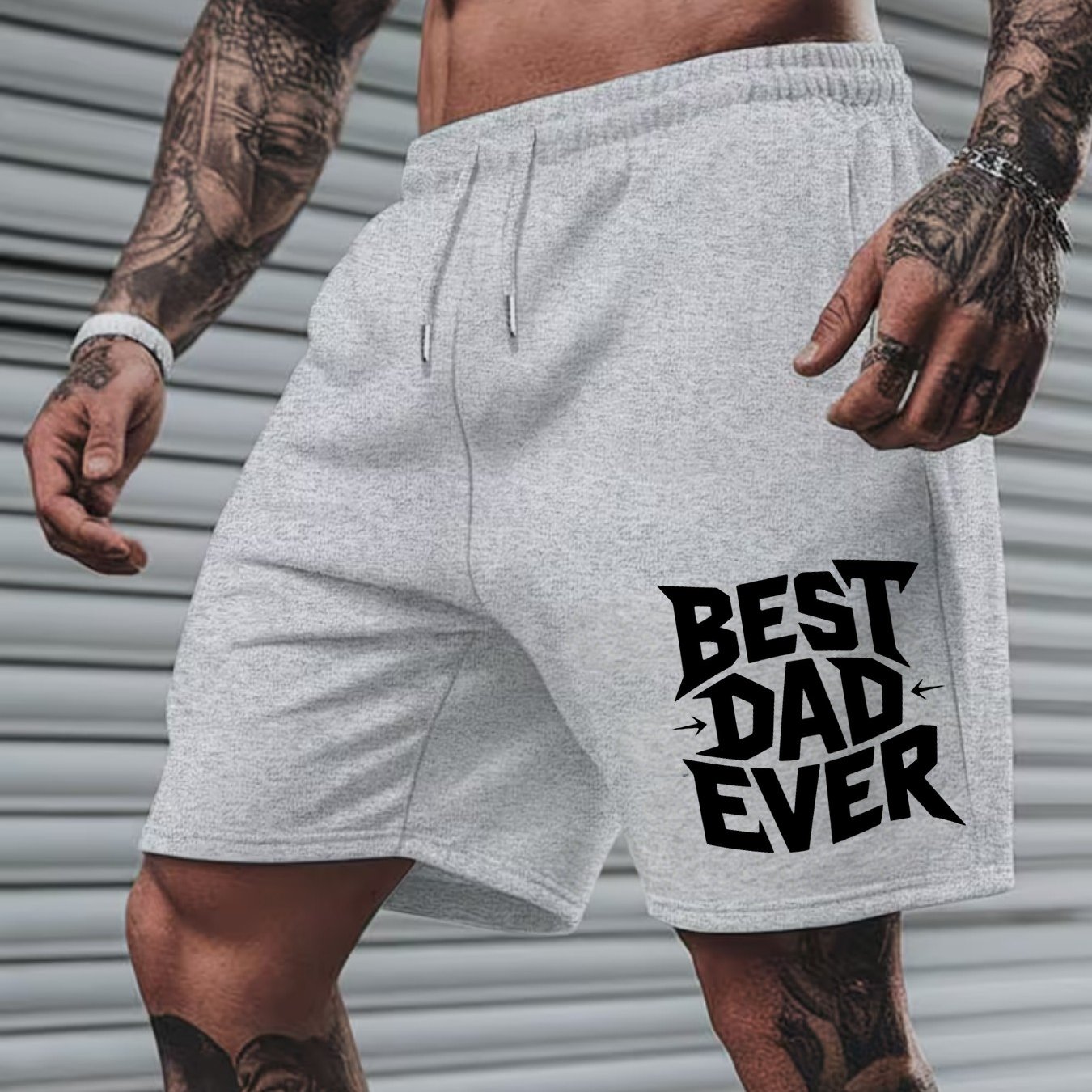 TEMU Best Dad Ever Graphic Design For Father Day Gift Summer Wear01unisex Summer Beach Shorts Casual Drawstring Loose Fit Shorts For Men Women