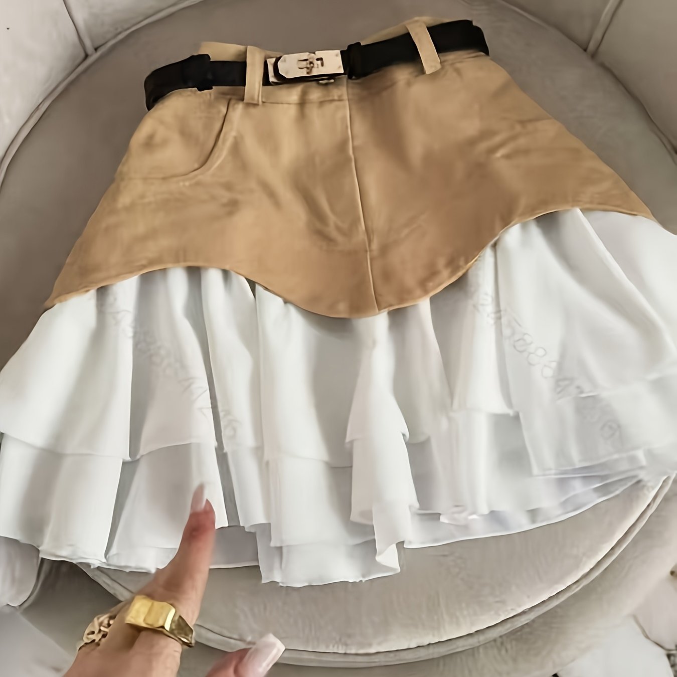E-shop Damenmode Falten Rüschen Kuchenkleid Kurzer Rock