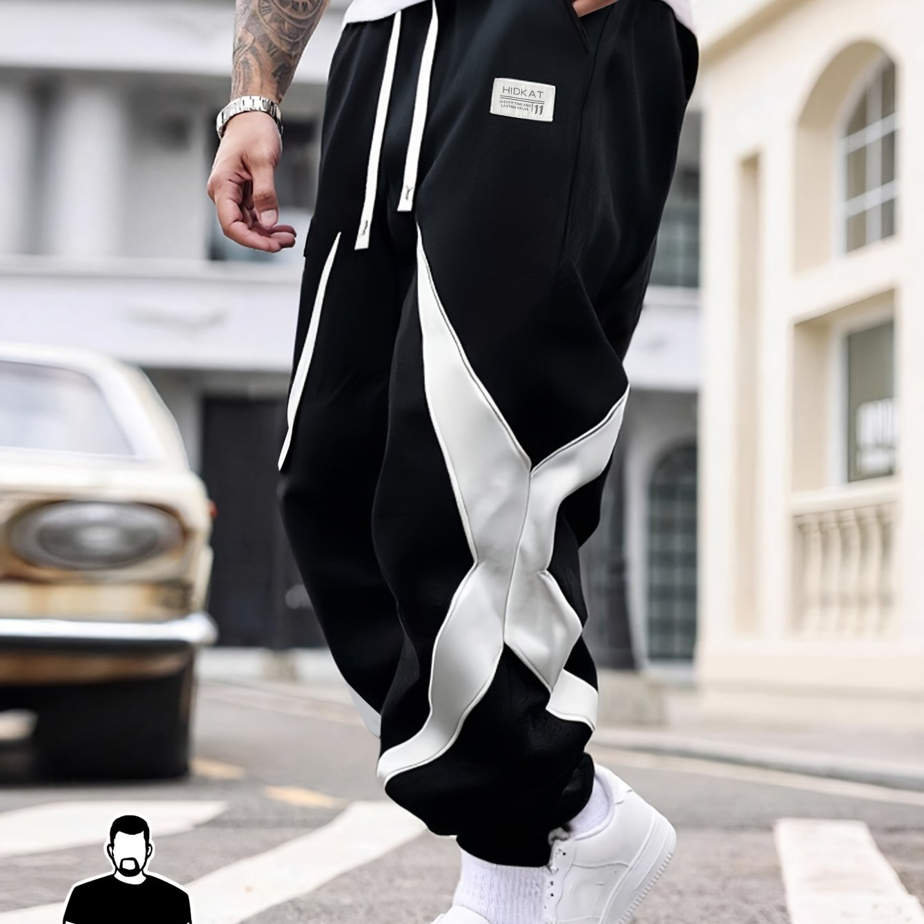 Image of 1pc Big Size Men's Letter Print Fashion Drawstring Pants, Casual Running And Workout Long Trousers, Suitable For And Commuting For Men, Plus Size