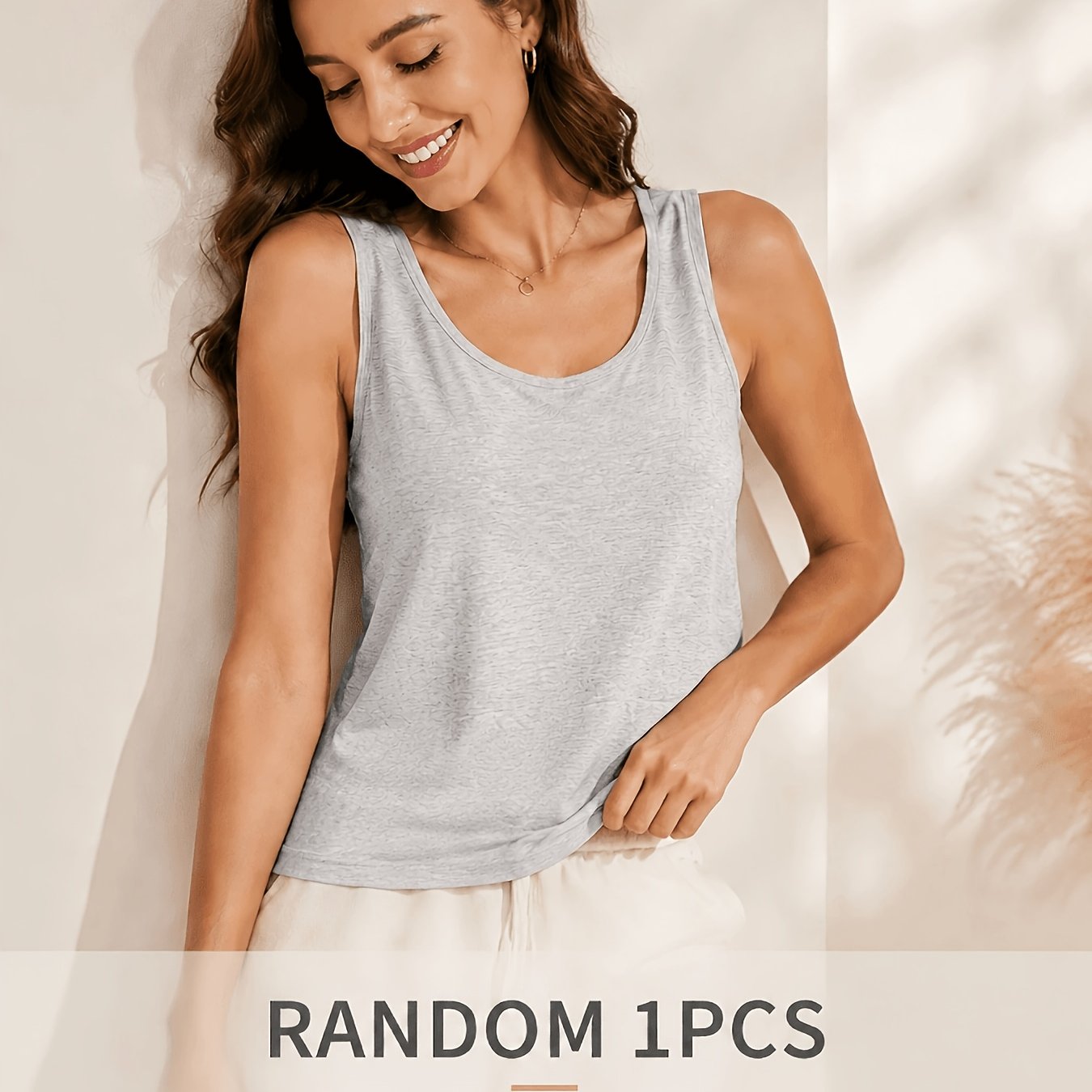 TEMU 1pc Random Women's Sleeveless Vest Top, Elegant Solid Color Basic Top, 6 Optional Colors, S/m/l/xl/xxl, Comfortable Casual Summer Wear, Ideal