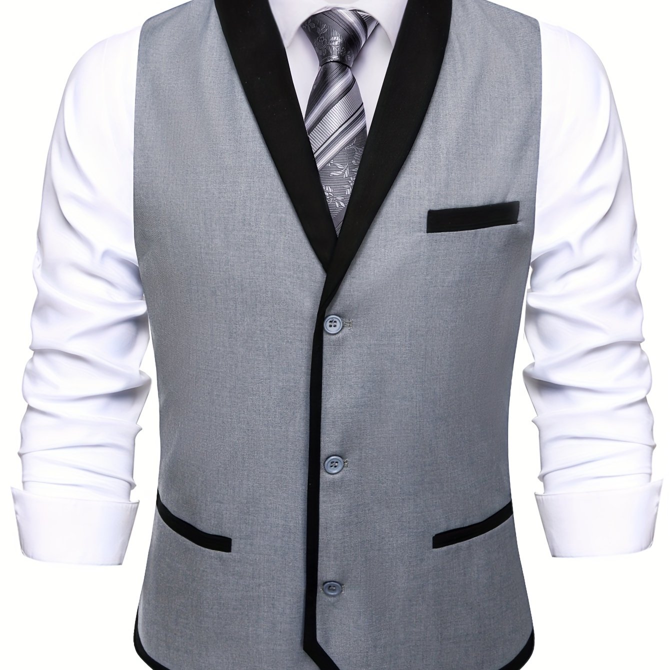 Fashion Men's Wedding Party Suit Vest With Lapel And Pea Coat Collar